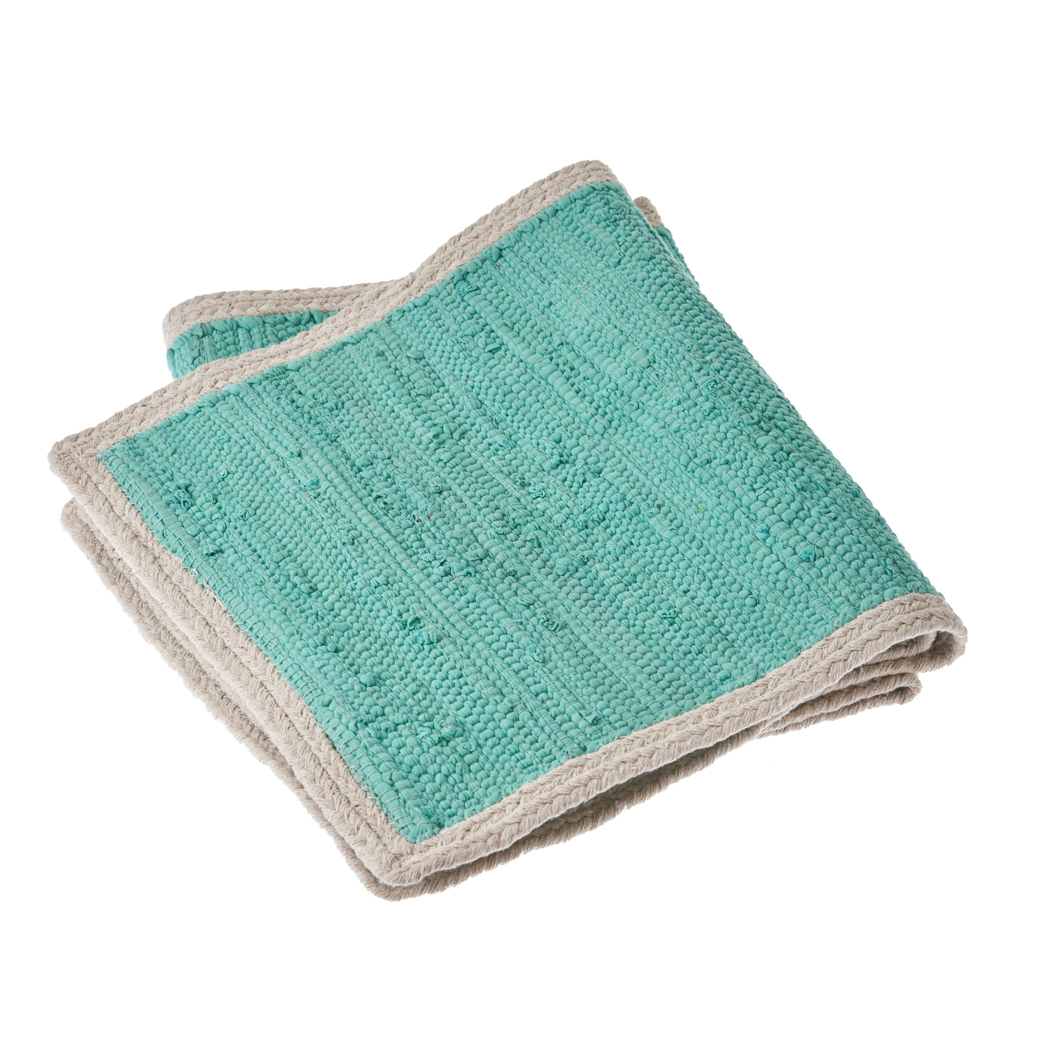 LR Home Bordered Turquoise Table Runner - 1'-4" X 6'-8"