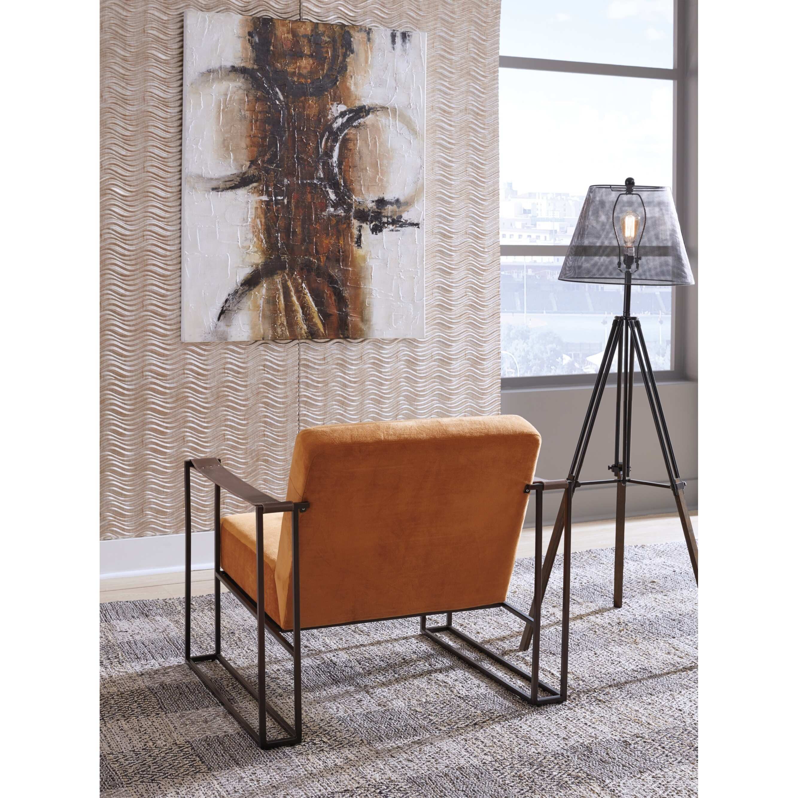 Signature Design by Ashley Uland Orange Velvet Accent Chair