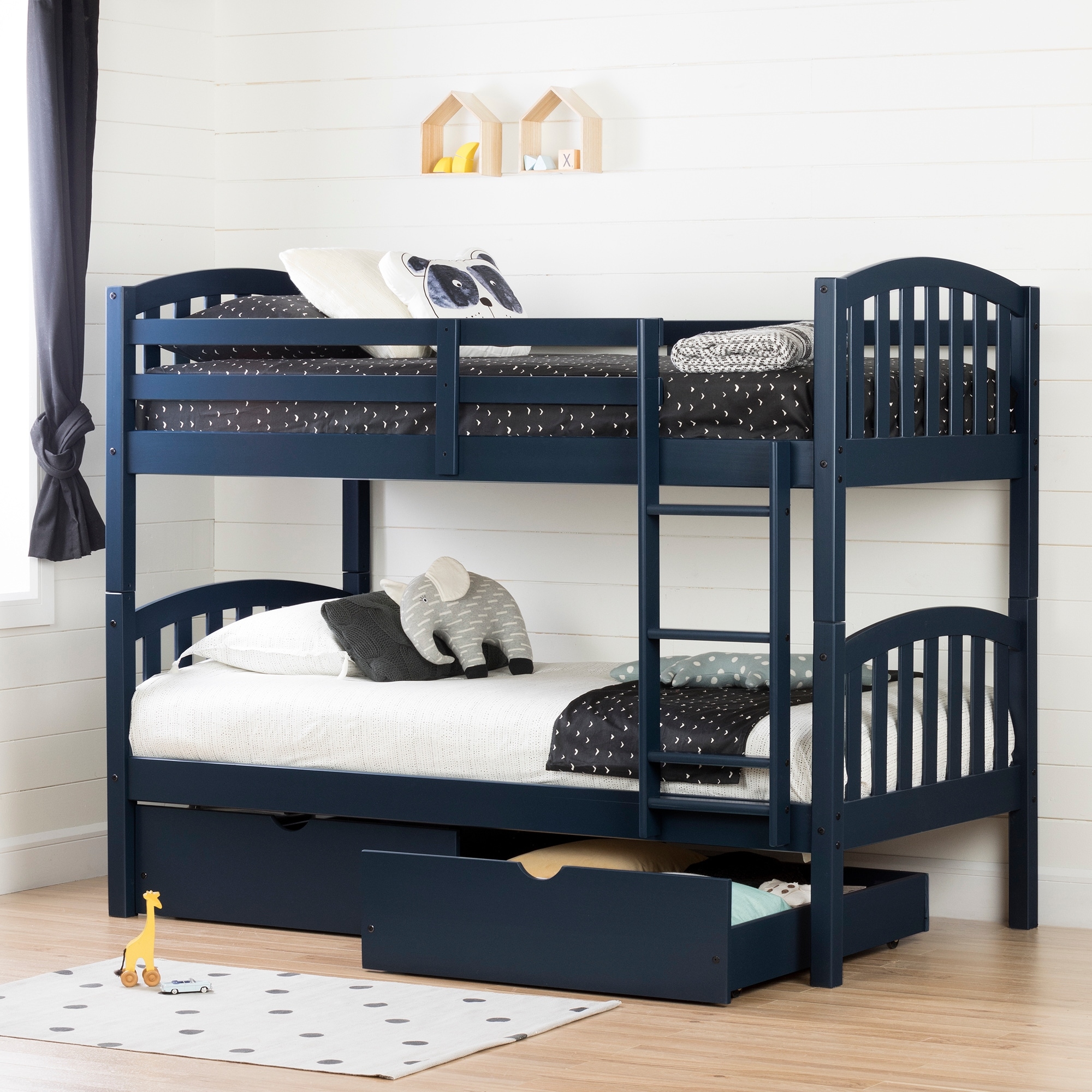 South Shore Asten Bunk Beds and Rolling Drawers Set