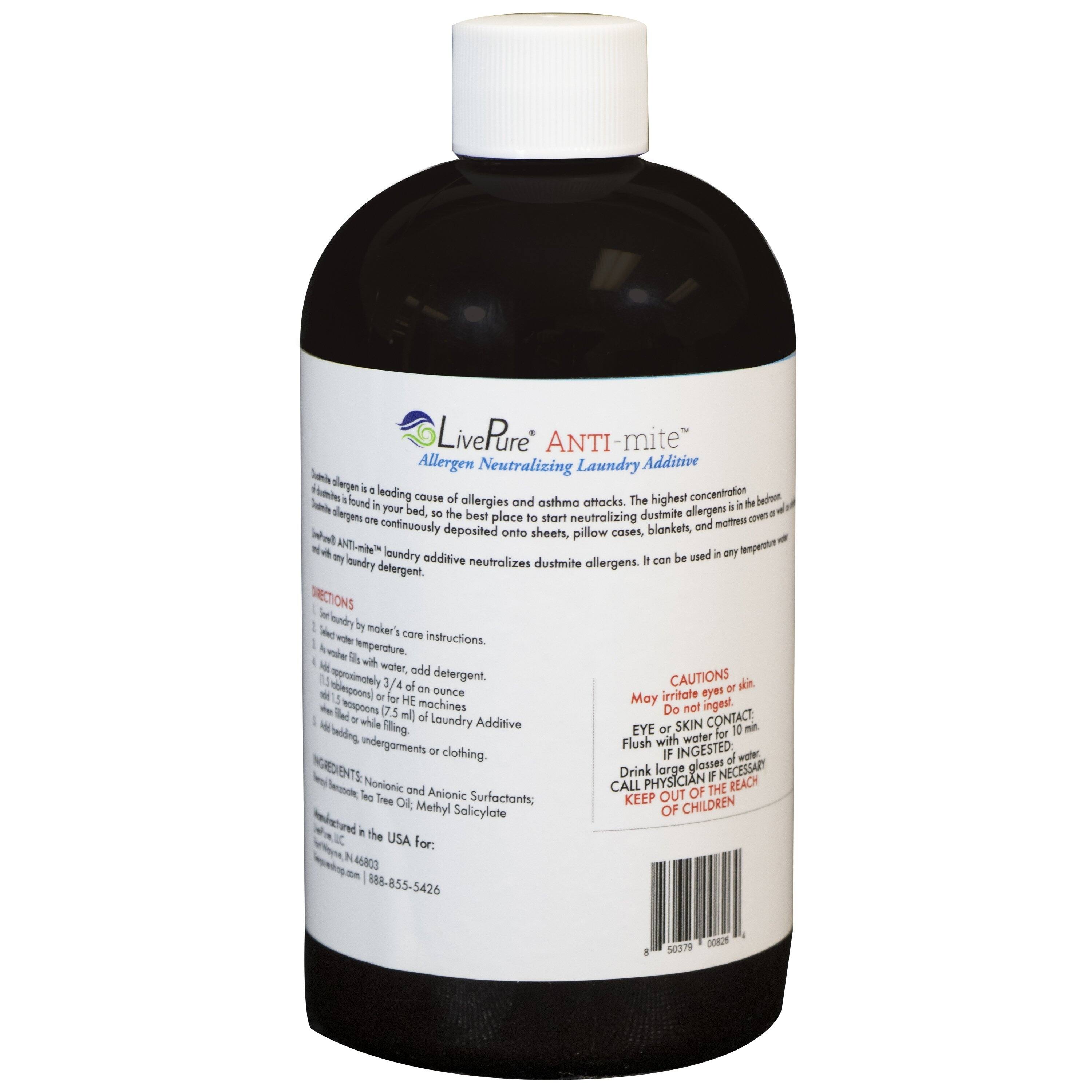 LivePure ANTI-Mite Allergen Removing Laundry Additive, 12 OZ Bottle