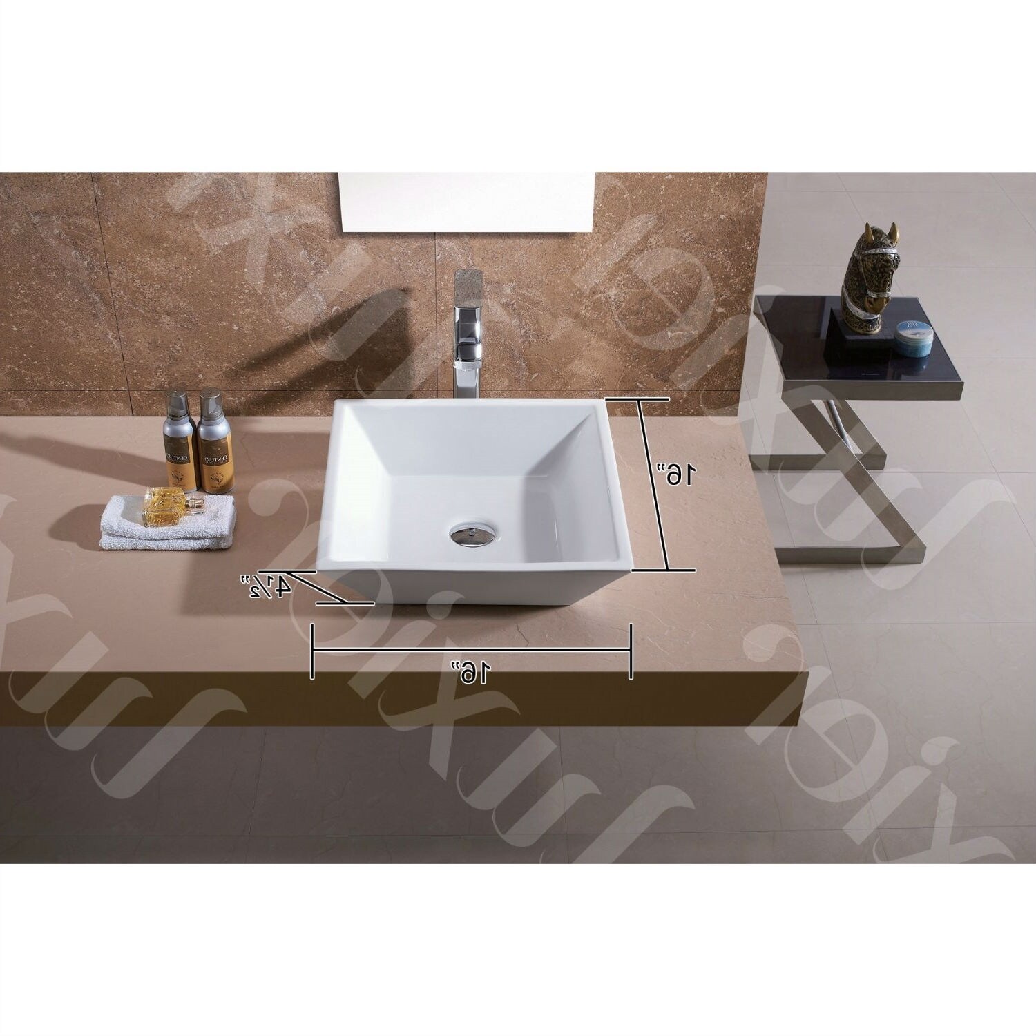 Contemporary White Ceramic Porcelain Vessel Bathroom Vanity Sink - 16 x 16-inch - 16 x 4.5 x 16 inches