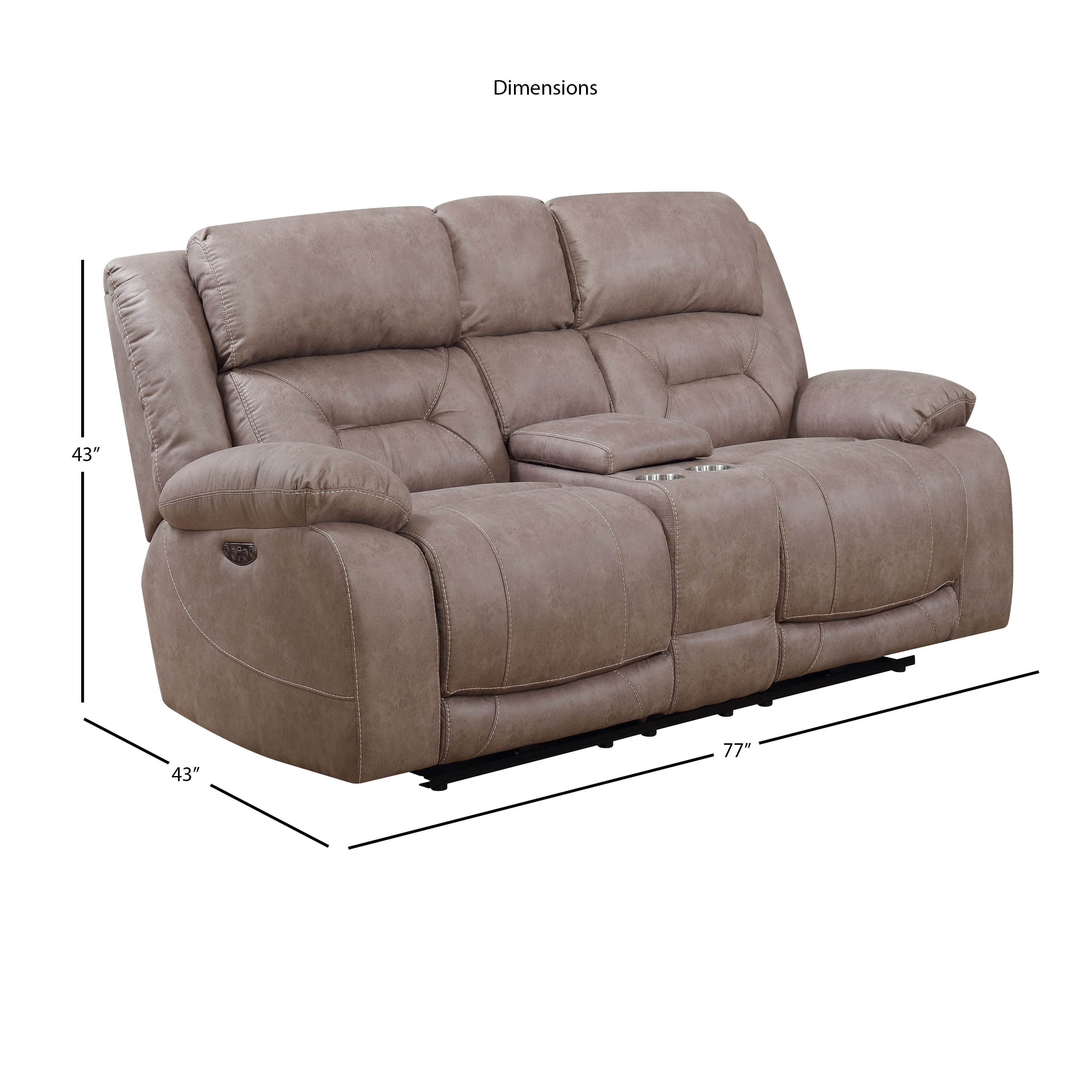 Asbury Power Reclining Loveseat with Console by Greyson Living - Saddle Brown