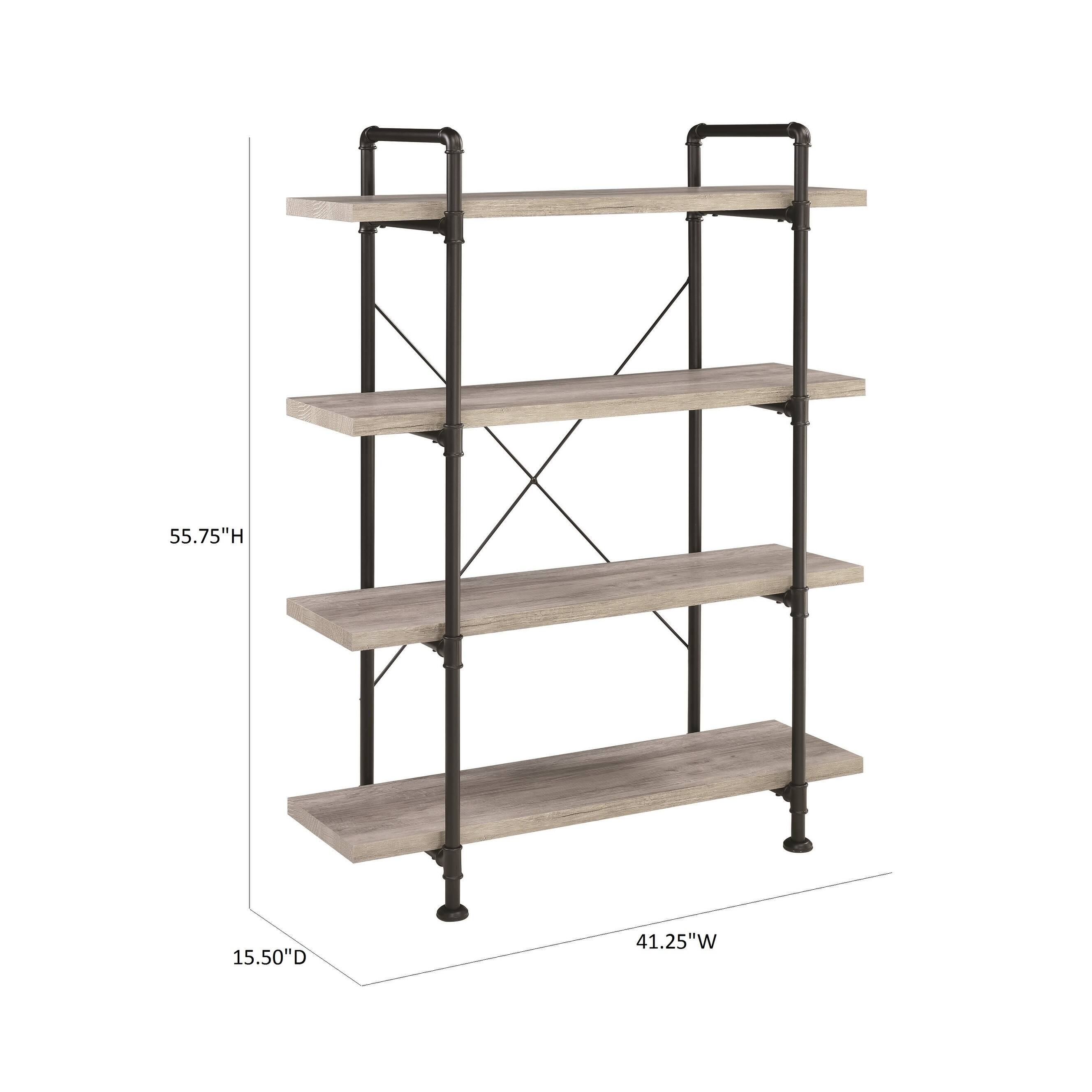 Coaster Furniture Delray Grey Driftwood and Black 4-tier Open Bookcase