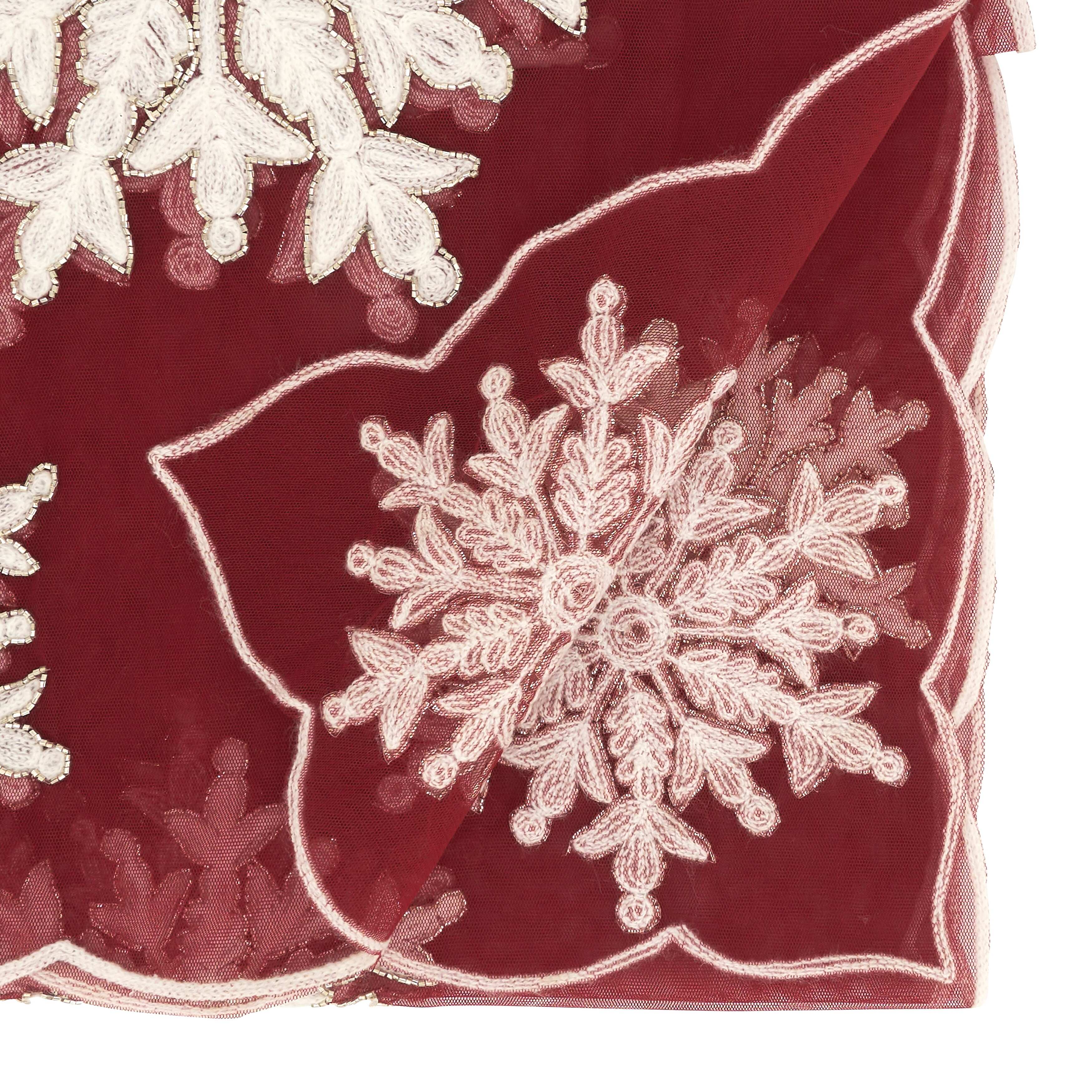Beaded and Embroidered Winter Snowflake Tablecloth