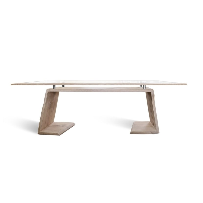 ZORG-W Dining Table - Natural Oak/Clear Glass