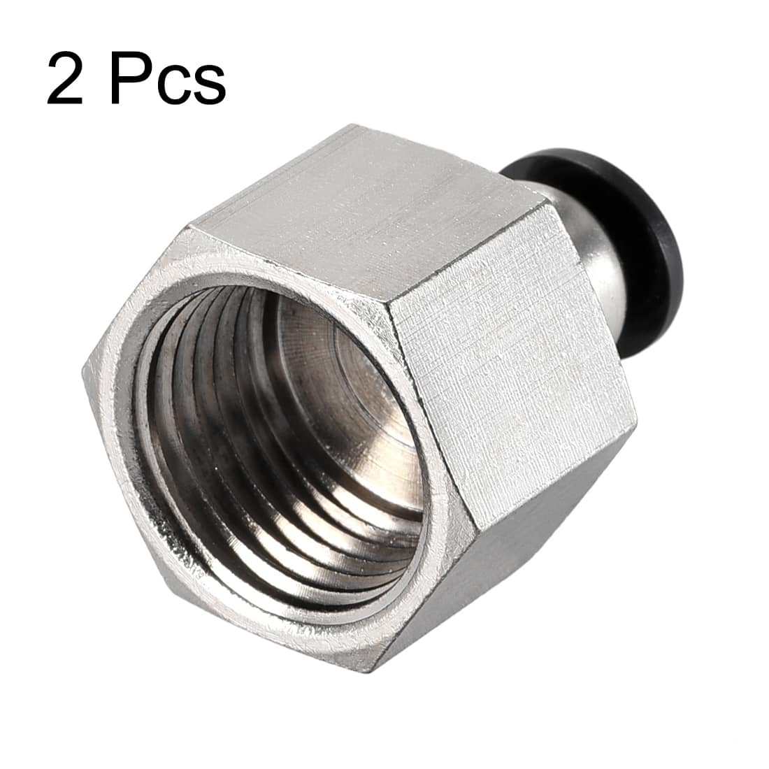Push to Connect Tube Fitting Adapter 6mm OD x 1/2 NPT Straight Connecter 2pcs - Silver Tone,Black