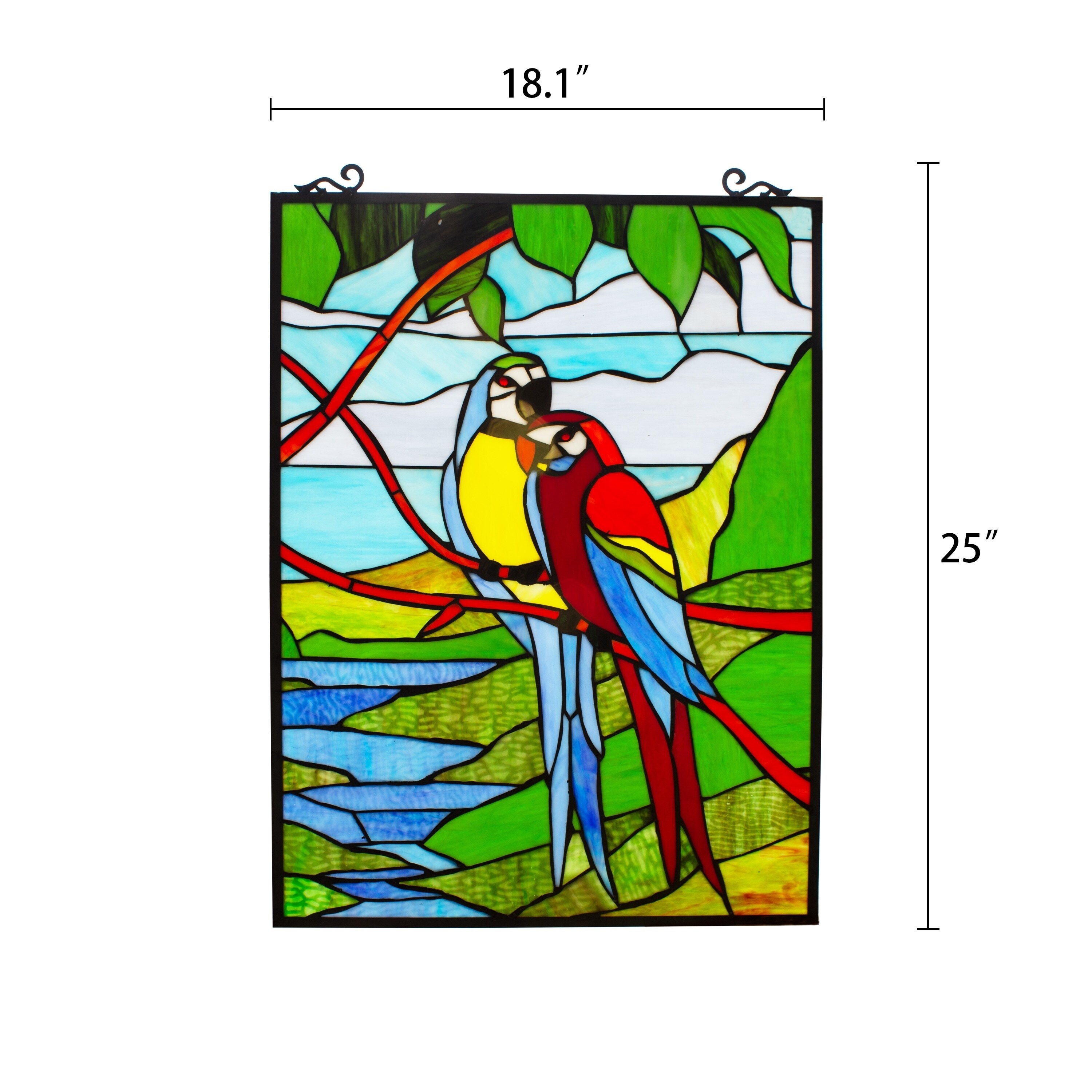 Gracewood Hollow Mpaang Tropical Birds Stained Glass Window Panel Suncatcher
