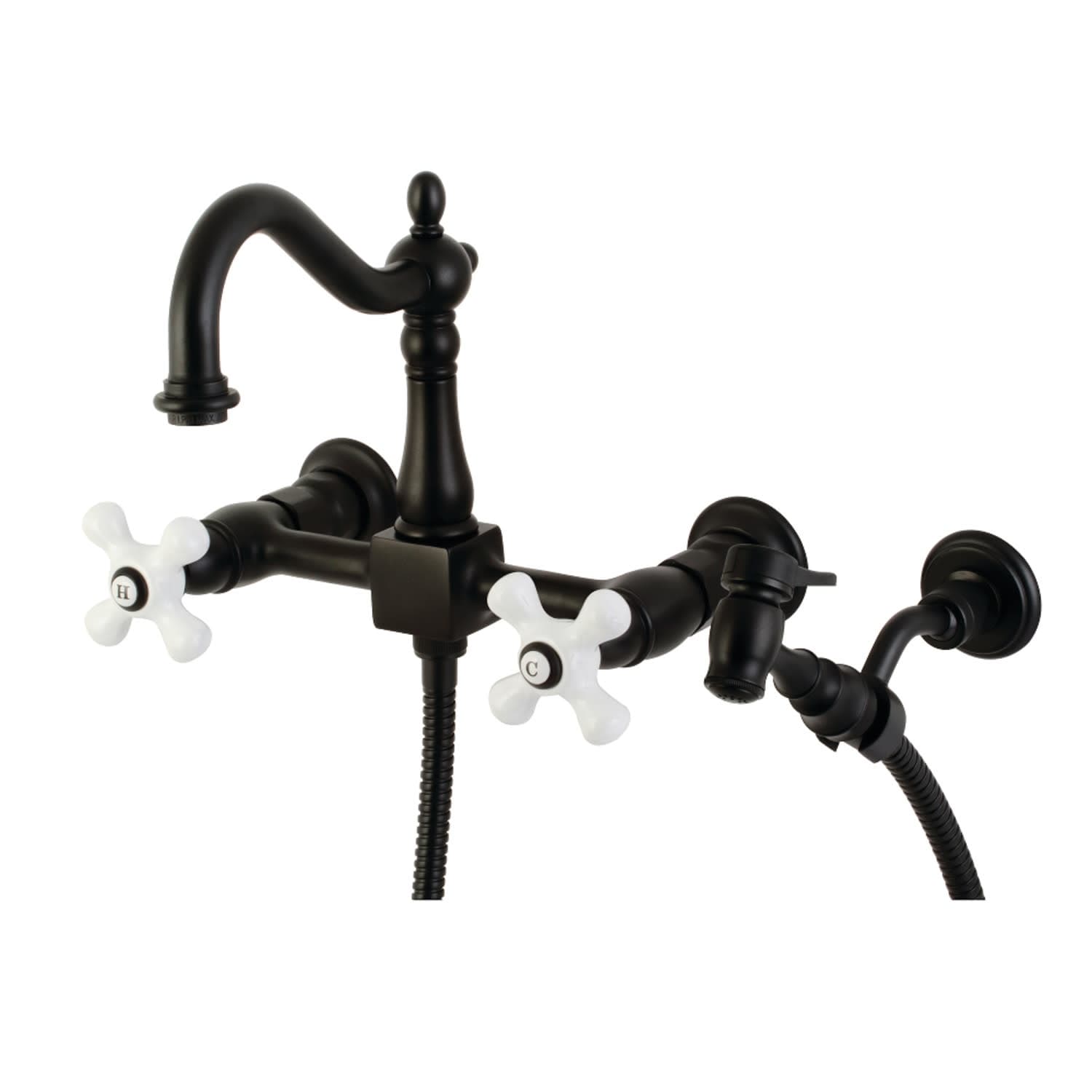 Kingston Brass Heritage 1.8 GPM Wall Mounted Widespread Kitchen Faucet