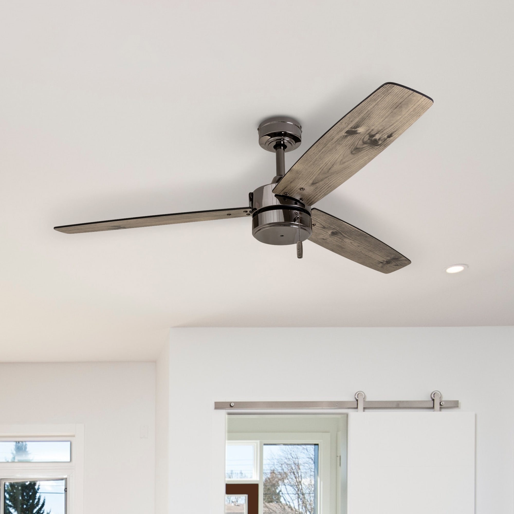 Prominence Home Journal Indoor/Outdoor Ceiling Fan, Damp Rated, Contemporary, Gun Metal - 52-inch