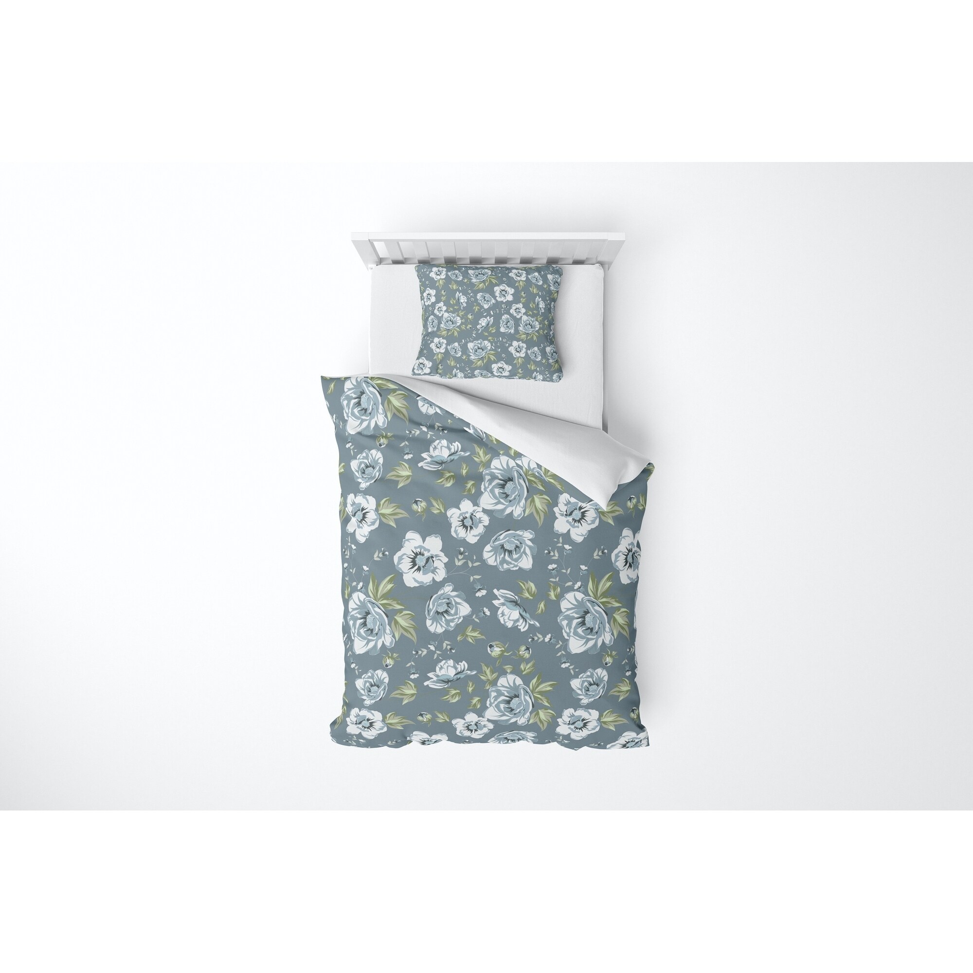 COLETTE WHITE FLOWER ON BLUE Comforter By Kavka Designs