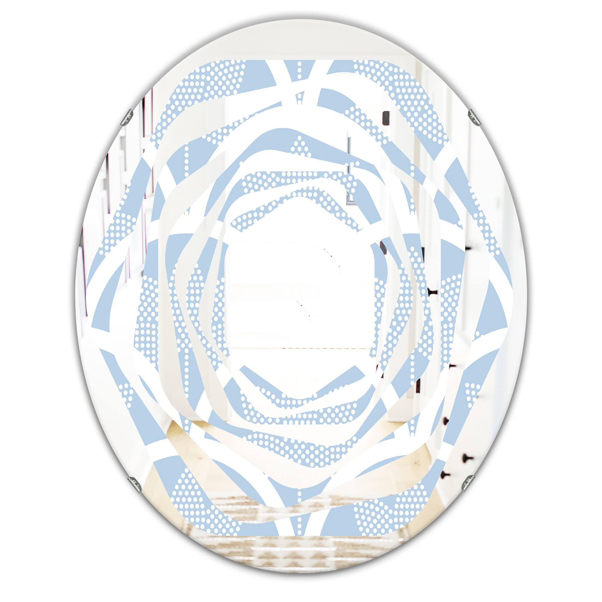 Designart 'Japanese style Half' Printed Modern Round or Oval Wall Mirror - Whirl