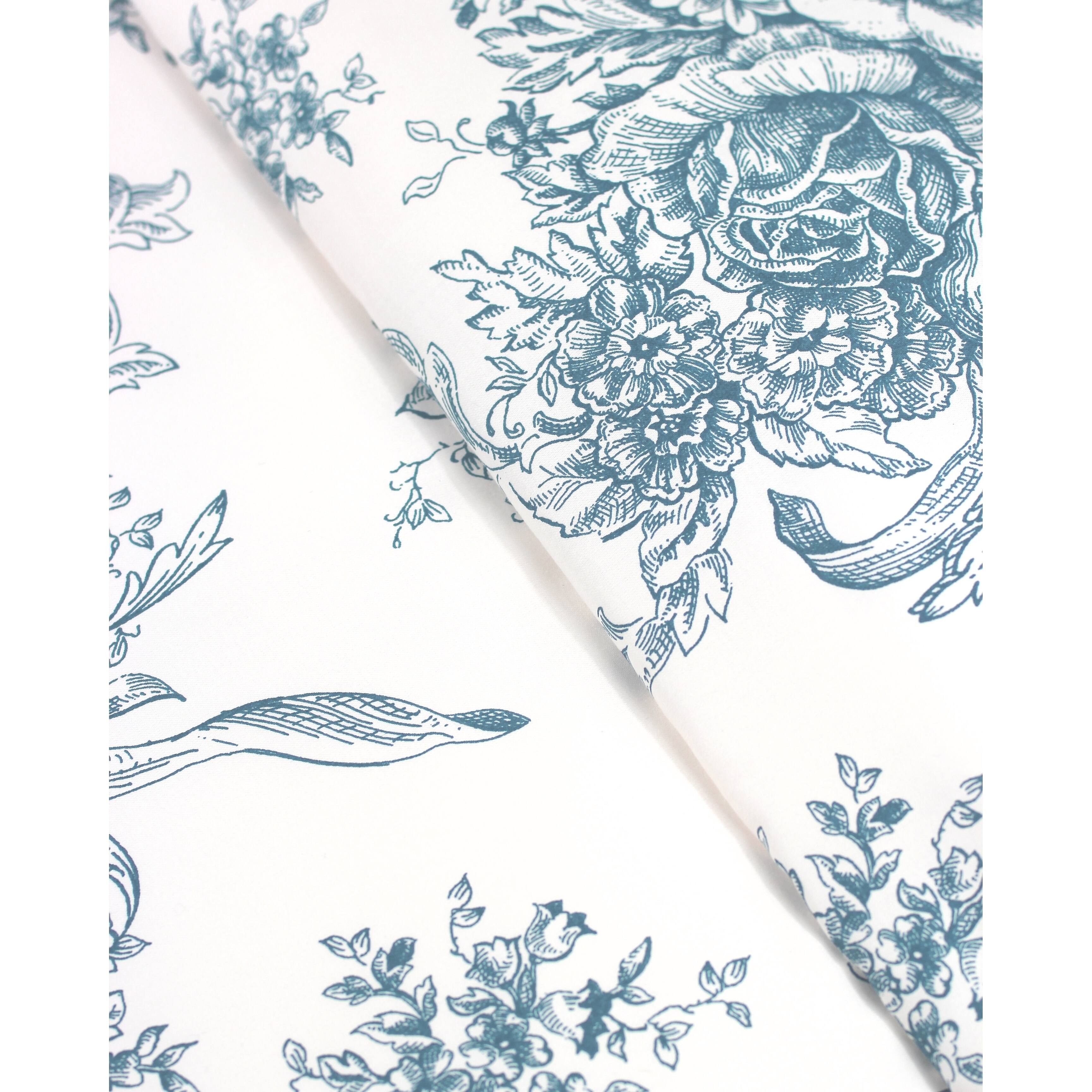 Printed Design Cotton Collection 400 Thread Count Light Blue Toile Bed Sheet Set