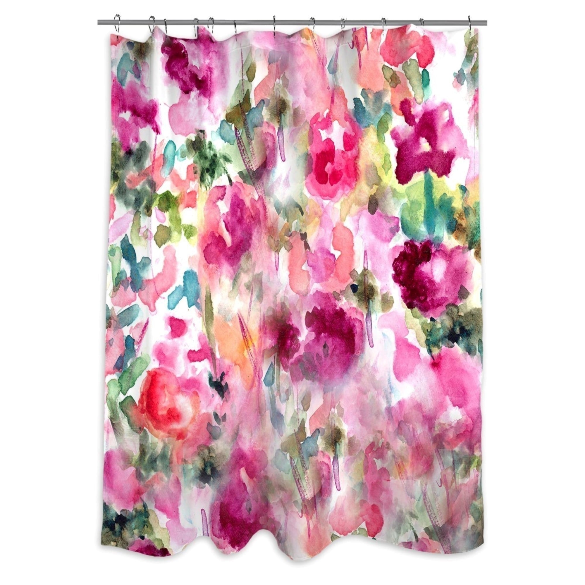 Oliver Gal 'In Wonderful' Floral and Botanical Decorative Shower Curtain - Pink, Green