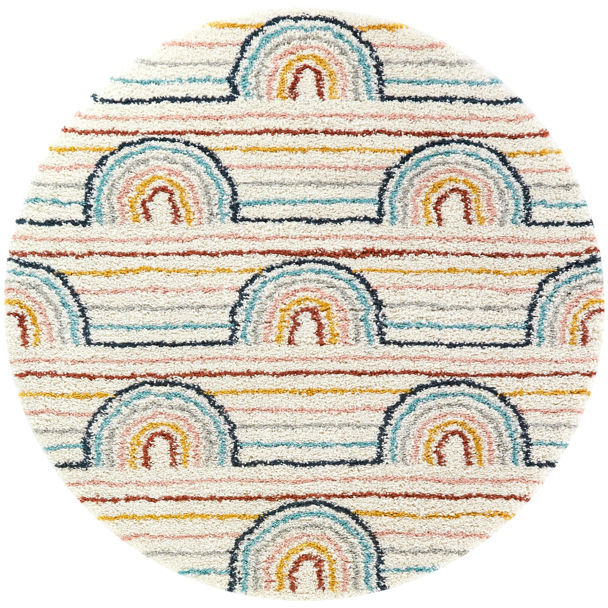 Mod-Tod Hailey Kids Rainbow Print Shag Berber Area Rug