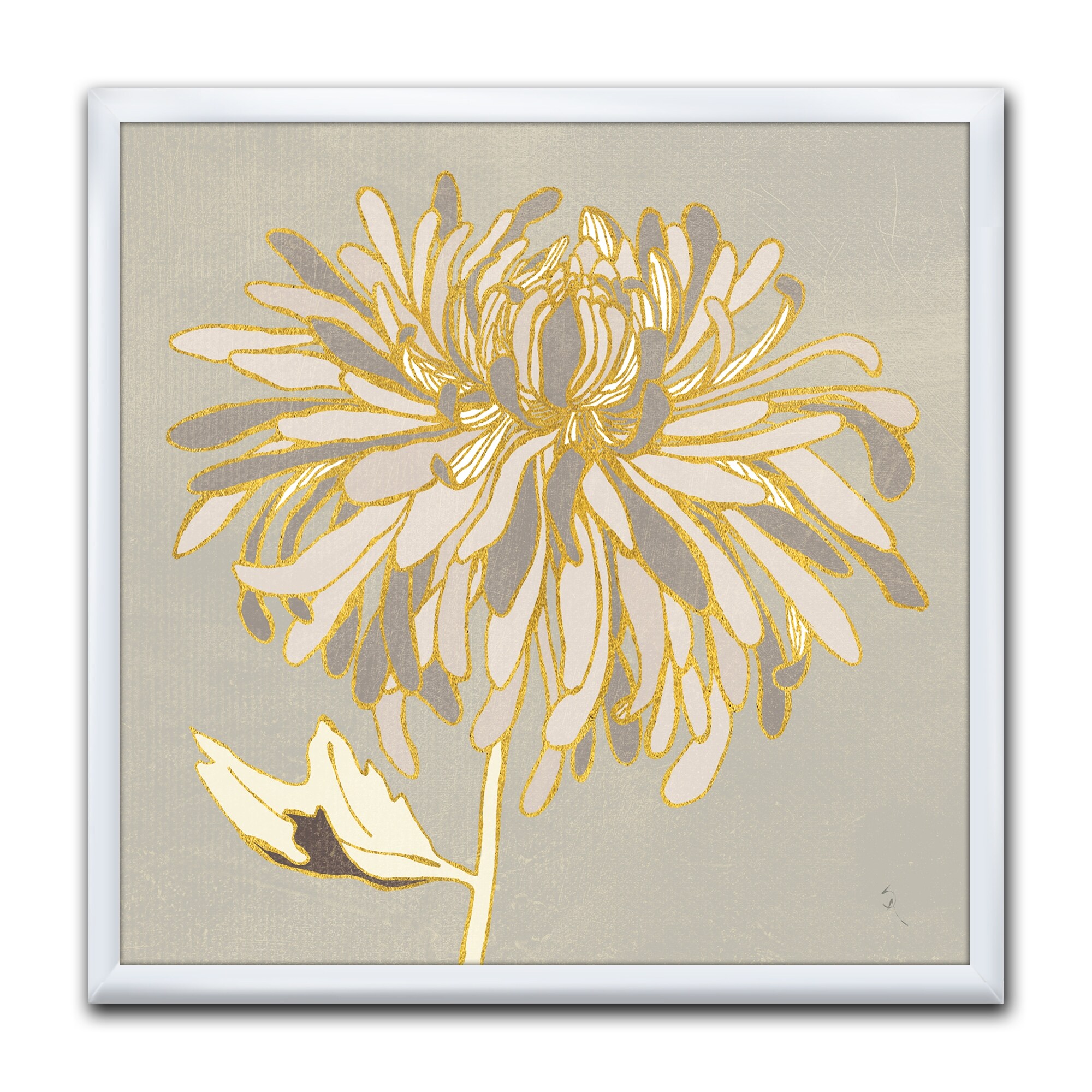 Designart "Golden Floral Garden I" Modern Glam Framed Art Print