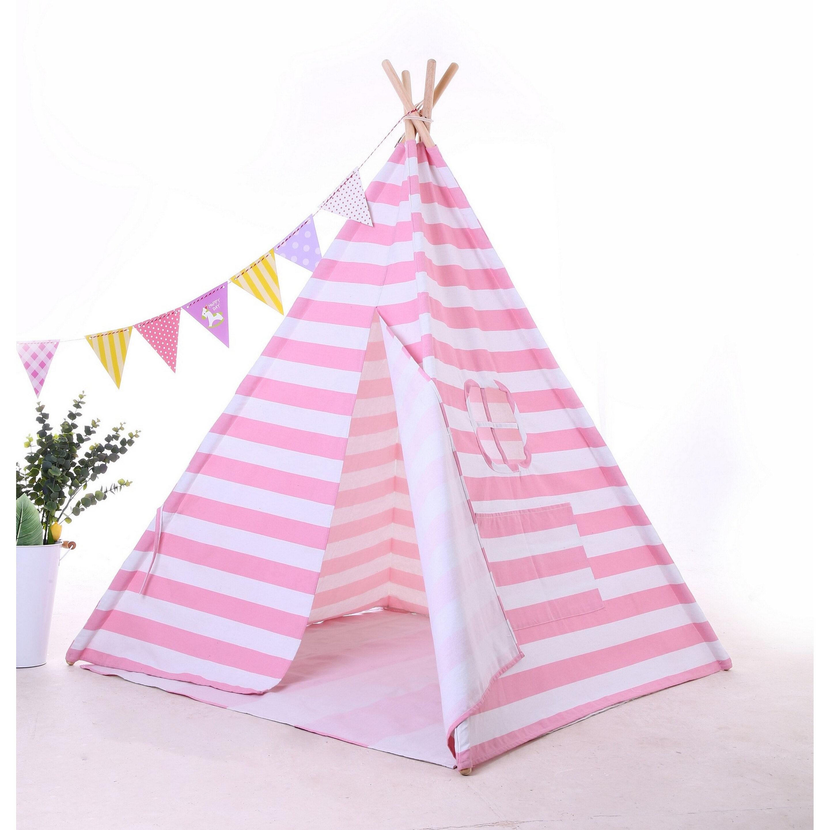 Teepee Tent for Kids with Carry Case,Cavas Toys for Girls/Boys Girls