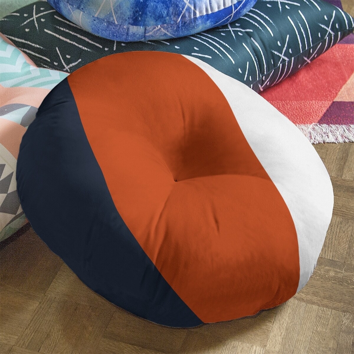 Chicago Chicago Football Stripes Floor Pillow - Square Tufted