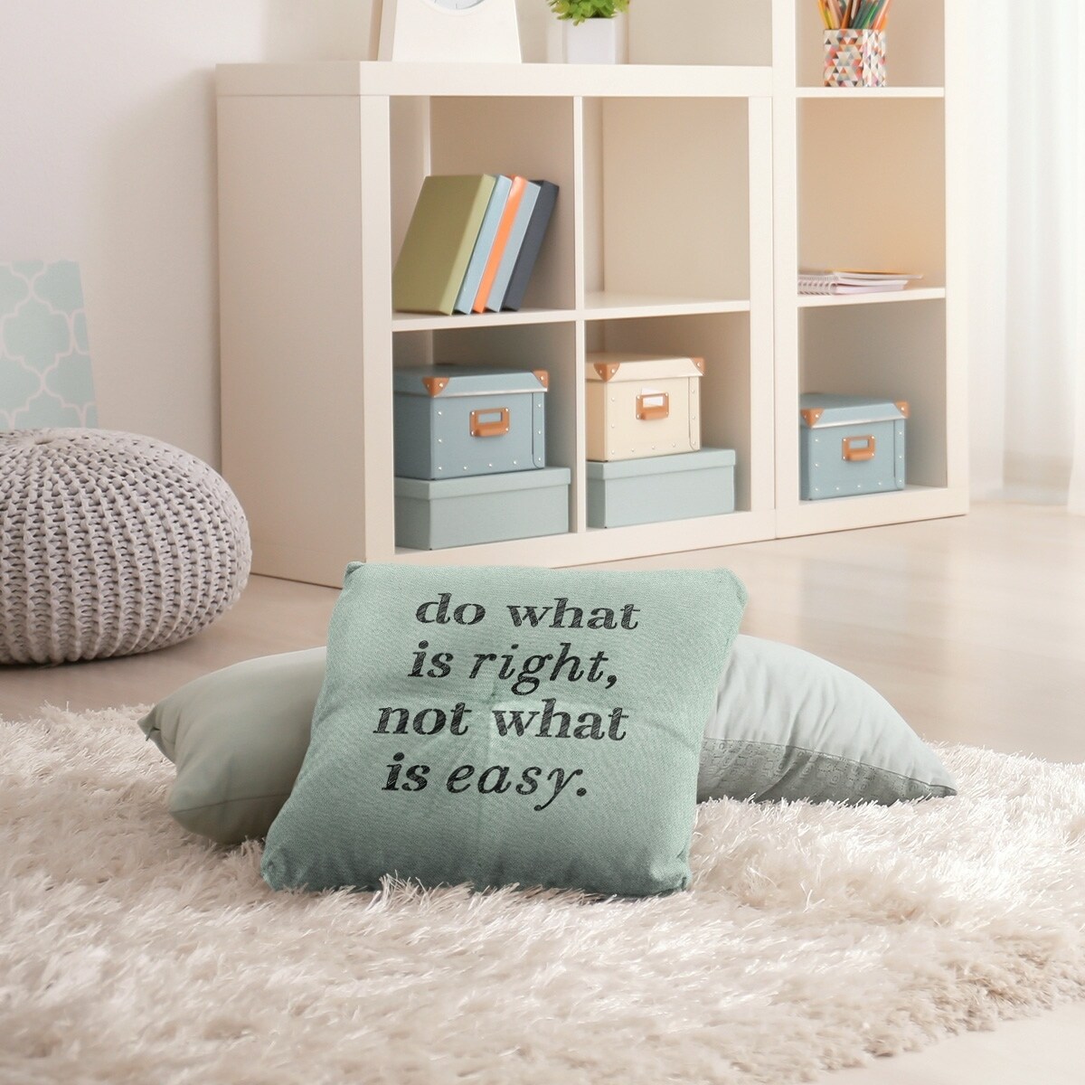Quotes Handwritten Do What is Right Quote Floor Pillow - Square Tufted