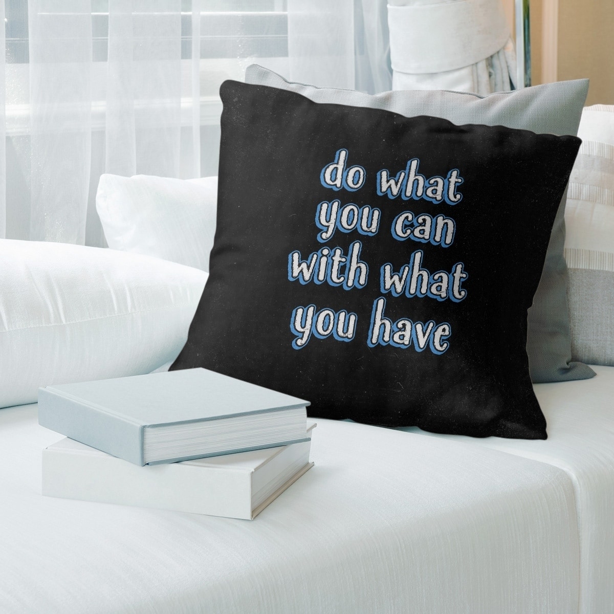 Quotes Do What You Can Quote Chalkboard Style Pillow (Indoor/Outdoor)