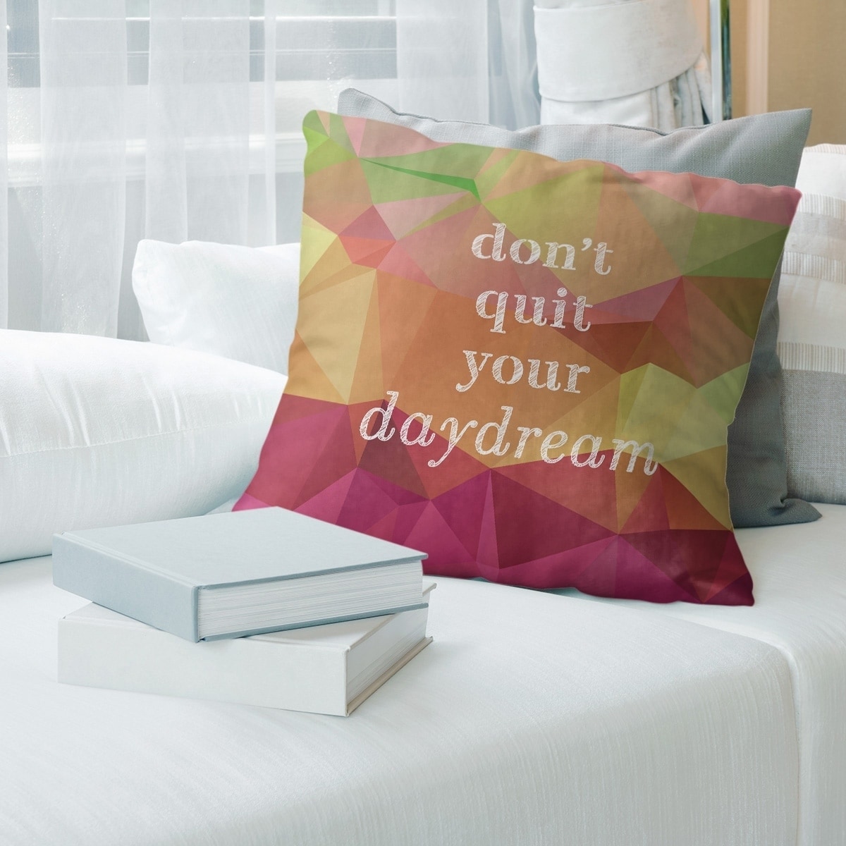 Quotes Faux Gemstone Don't Quit Your Daydream Quote Pillow (Indoor/Outdoor)