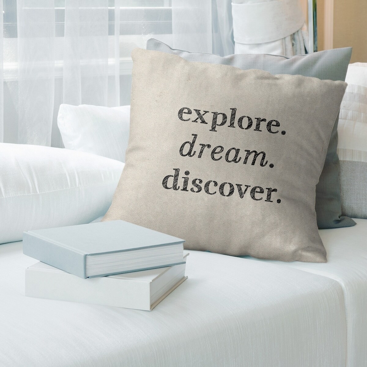 Quotes Handwritten Explore Dream Discover Quote Floor Pillow - Standard