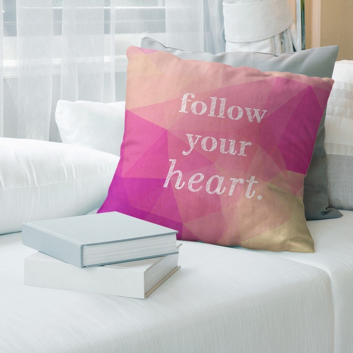 Quotes Faux Gemstone Follow Your Heart Quote Floor Pillow - Standard
