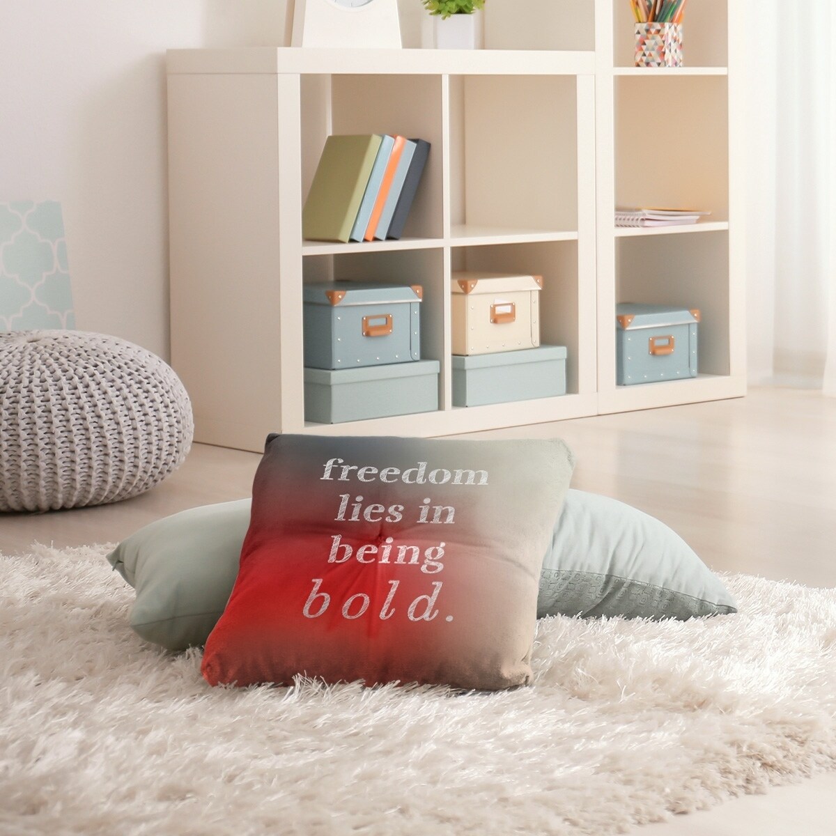 Quotes Multicolor Background Be Bold Inspirational Quote Floor Pillow - Square Tufted
