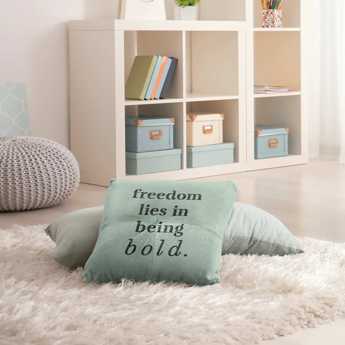 Quotes Handwritten Be Bold Inspirational Quote Floor Pillow - Square Tufted