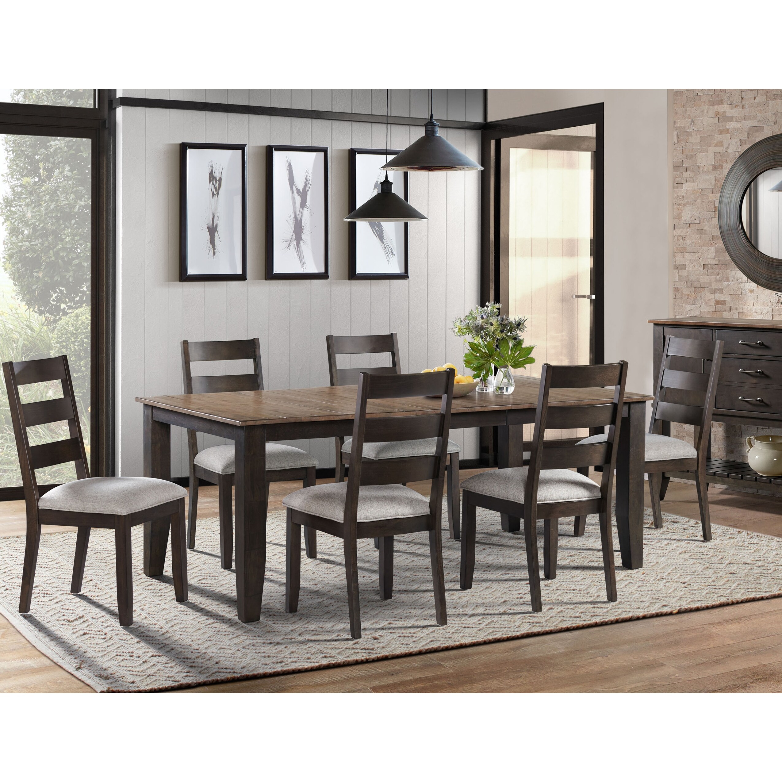 Beacon Black and Walnut Storing Leaf Dining Table