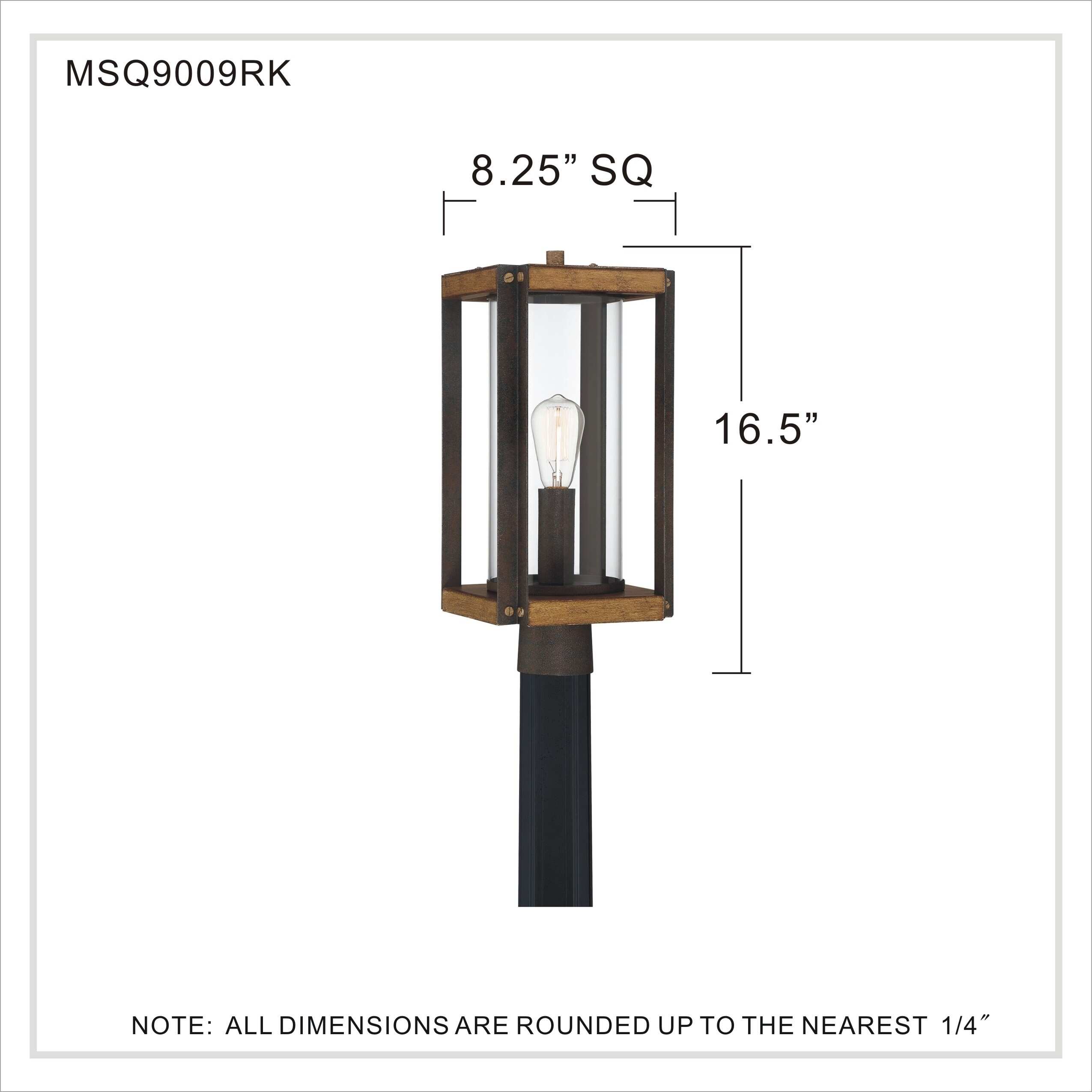 Quoizel Marion Square Rustic Black and Clear Outdoor Post Light