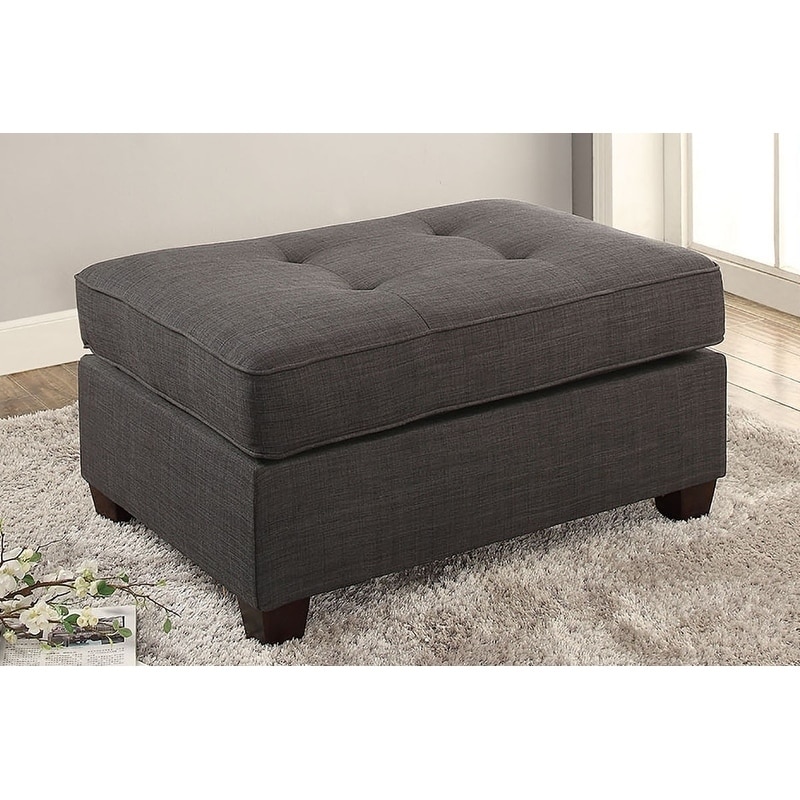 Poundex Tufted Upholstered Ottoman