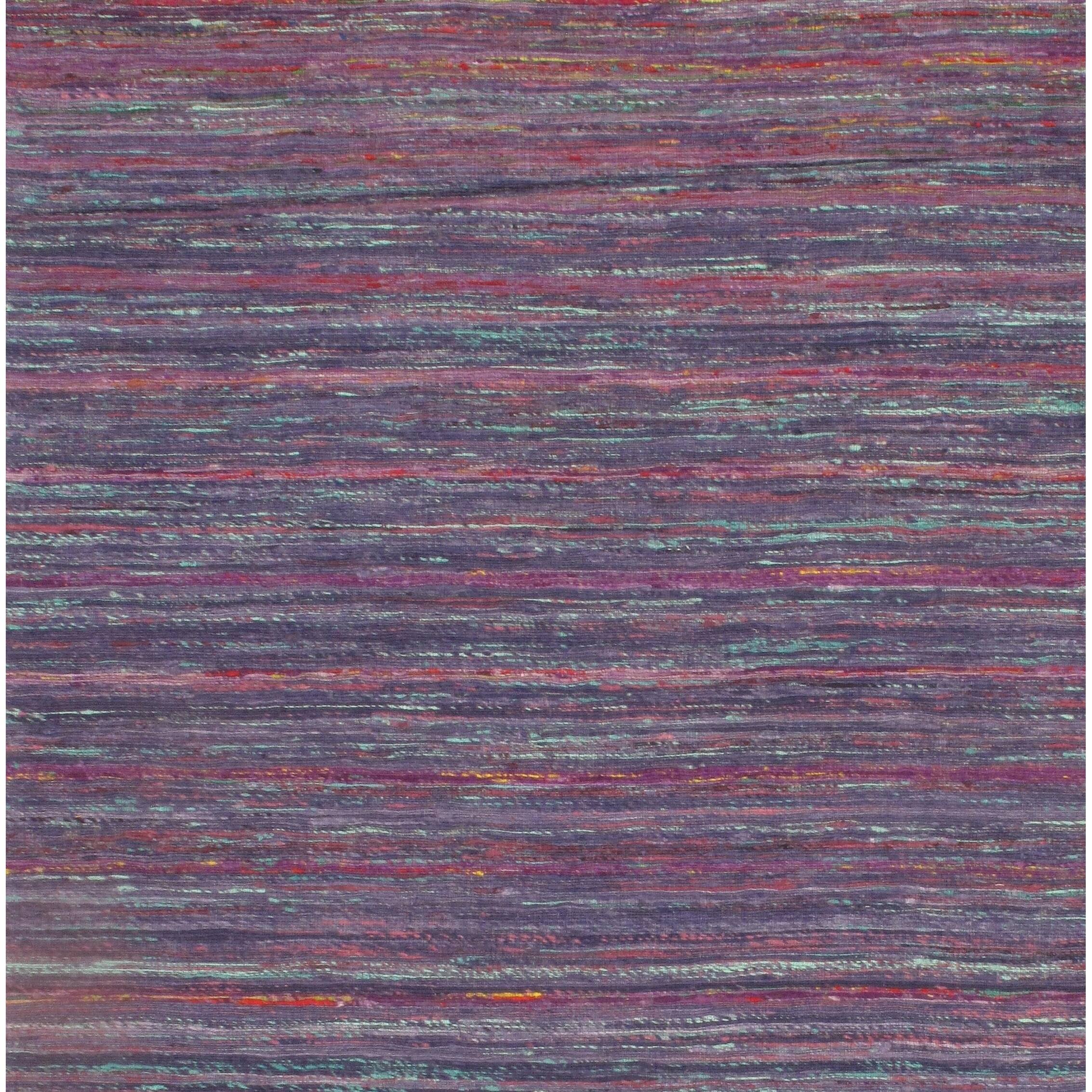 Pasargad Blue Pink Sari-Silk Modern Flat Weave Rug - 2' X 3' - 2' x 3' - 2' x 3'