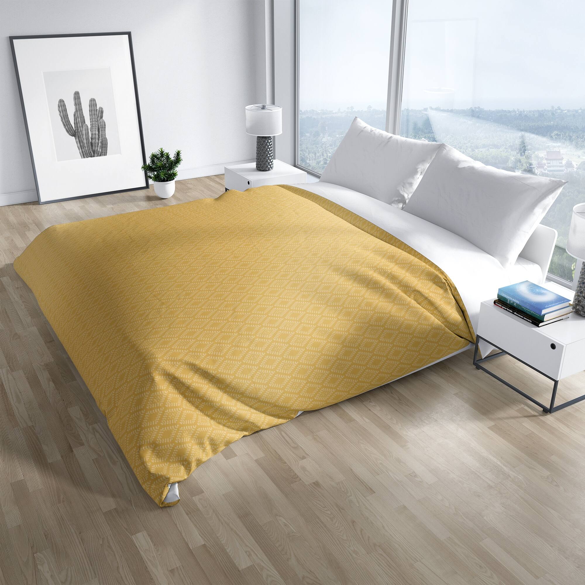 DOTTED GEO MUSTARD Duvet Cover By Kavka Designs