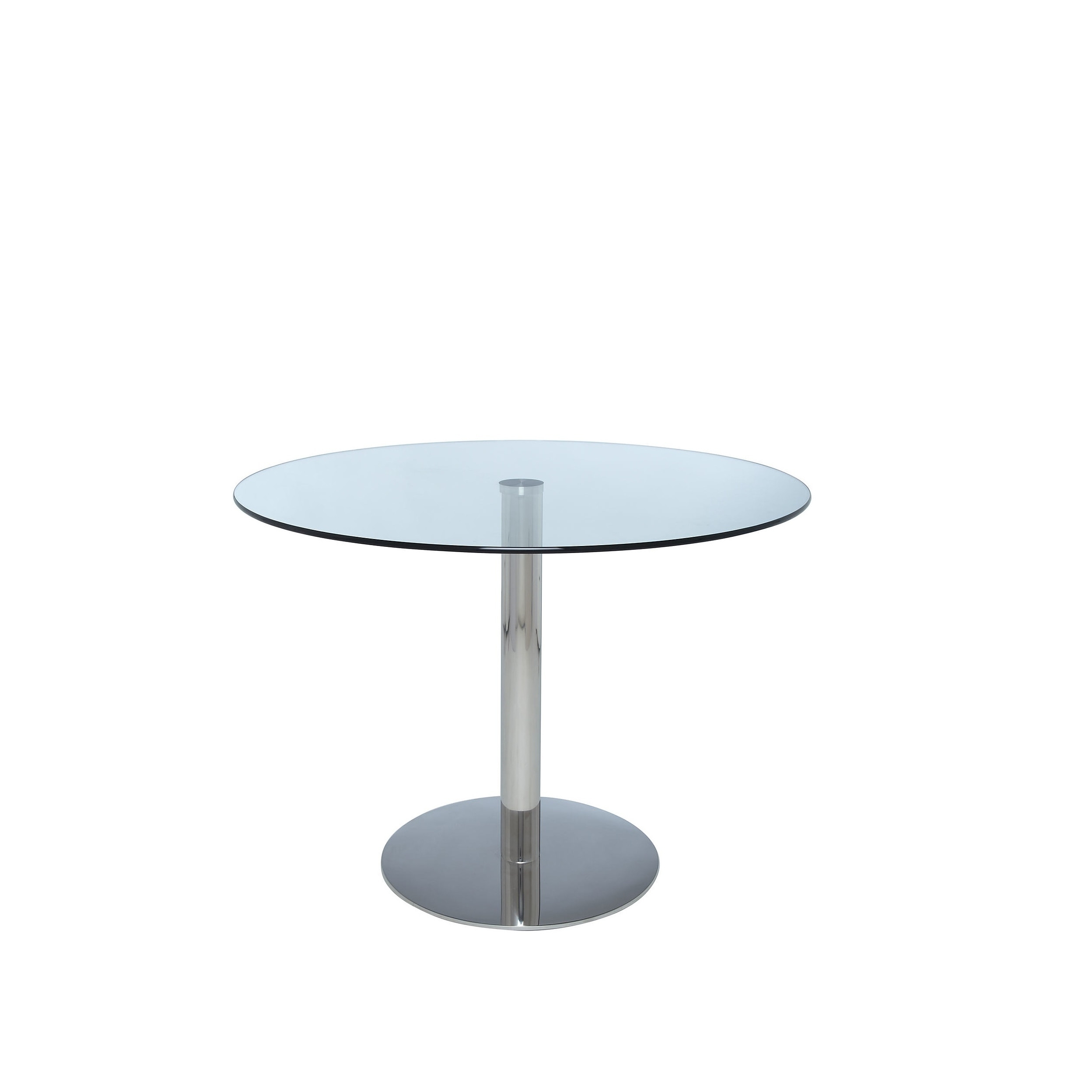 Clear glass Top with Chrome pedestal 39" Dining table