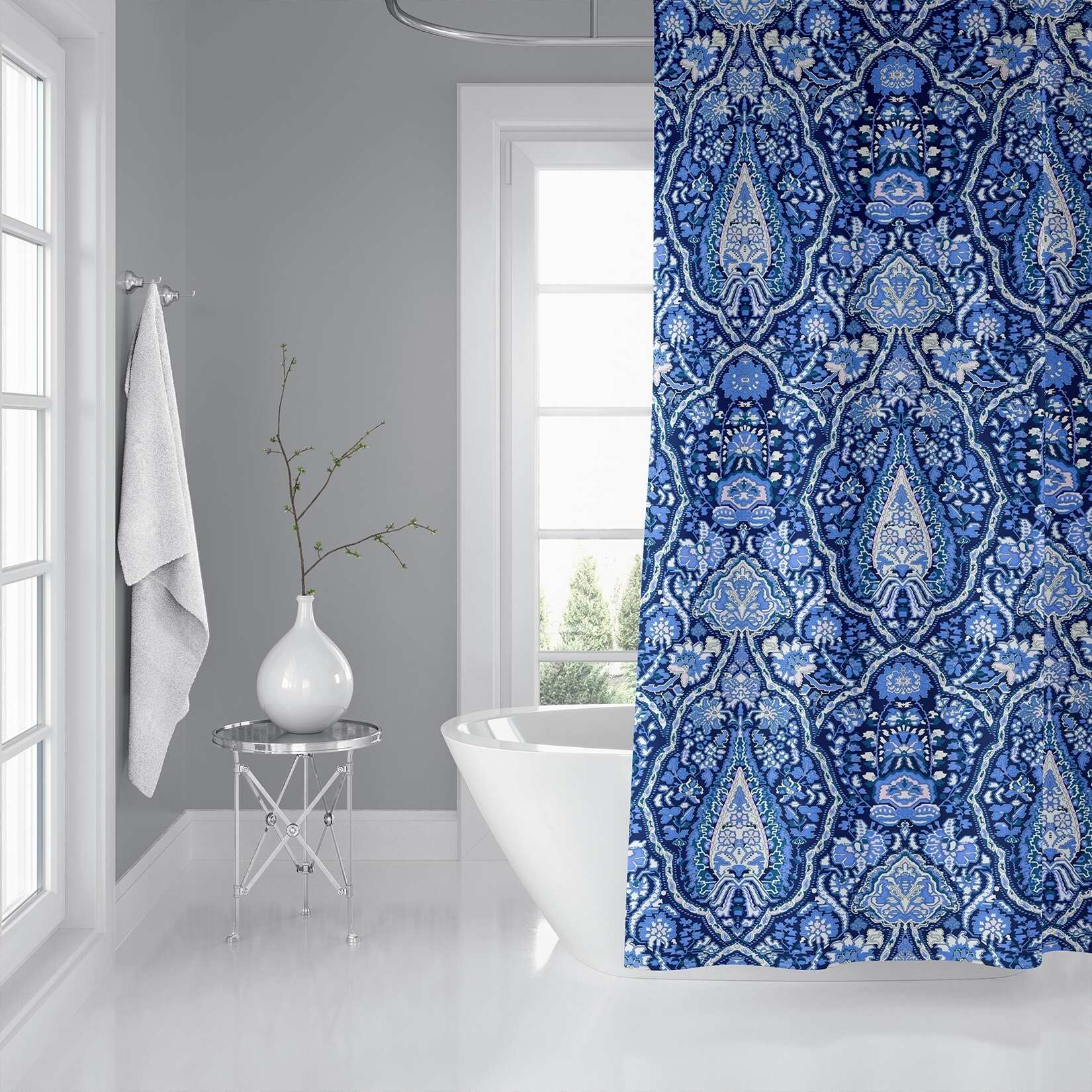 KIRMAN BLUE Shower Curtain by Kavka Designs - 71X74