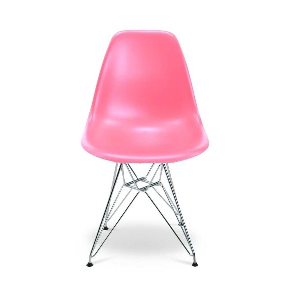Polypropylene seat chair with durable metal legs - Light Pink. Set of 4