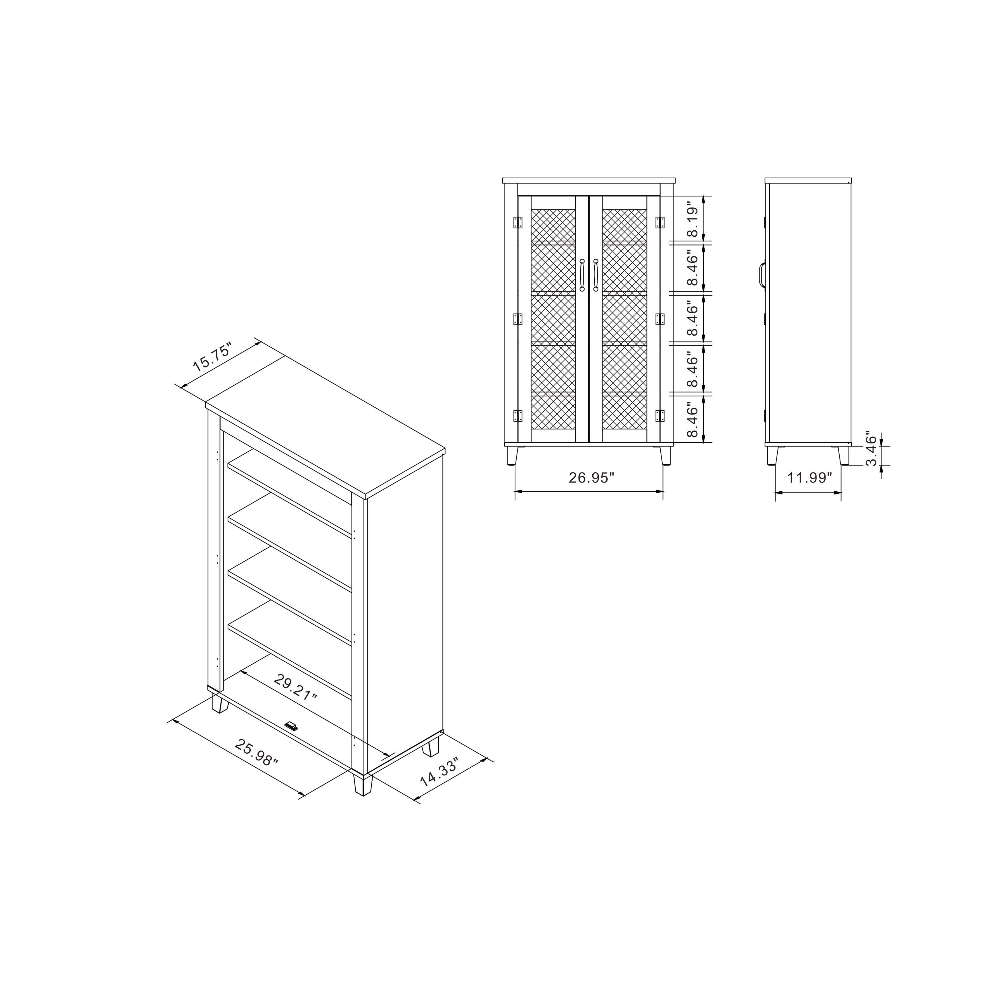 DH BASIC Rustic Reclaimed Oak 5-Shelf Shoe Cabinet by Denhour