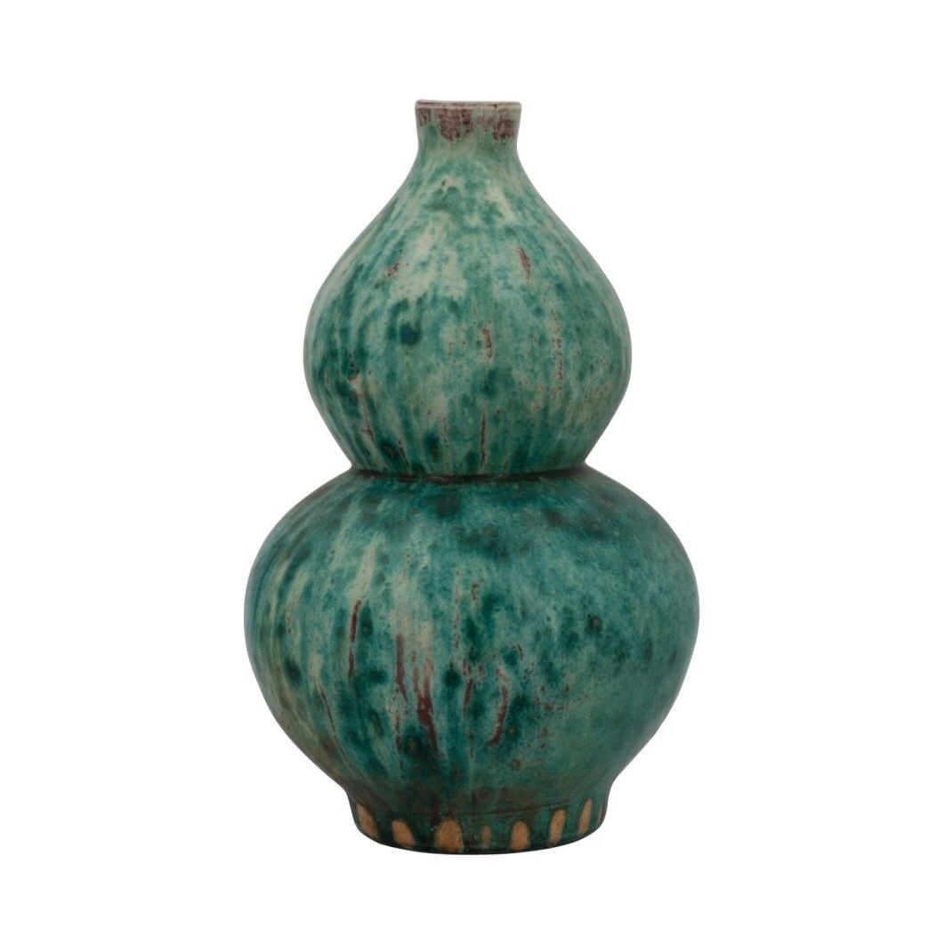 Speckled Green Gourd Vase - 9x9x14
