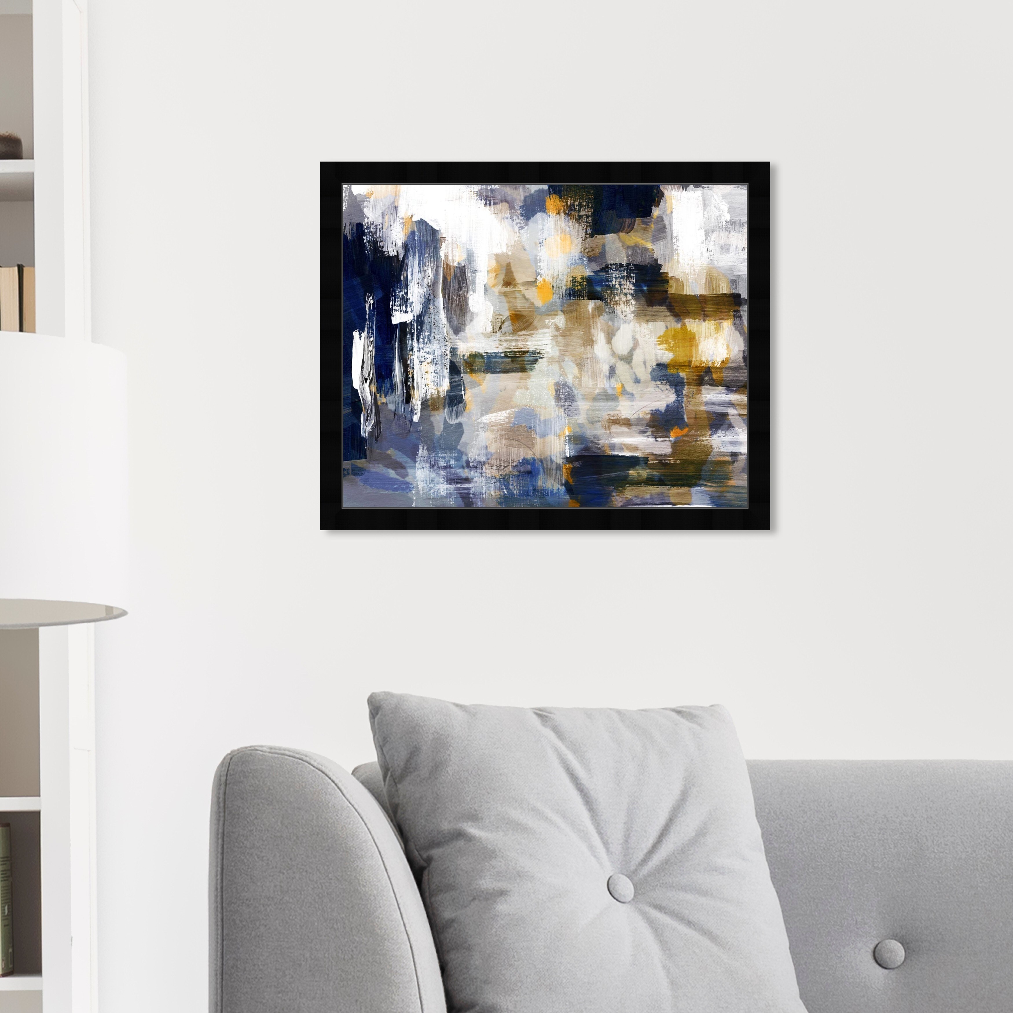 Oliver Gal 'Nadando' Abstract Framed Wall Art Prints Paint - Blue, White