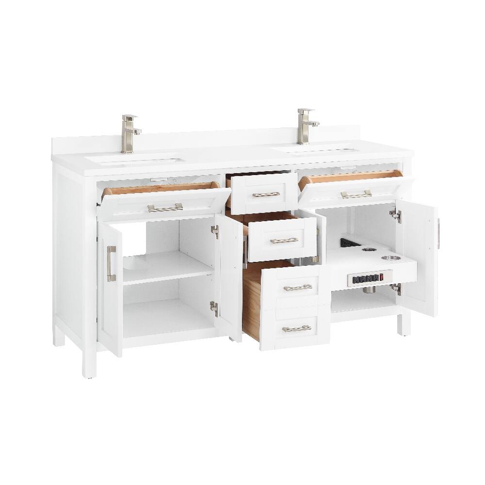 OVE Decors Tahoe-Lux 60 in. Vanity in White with Power Bar