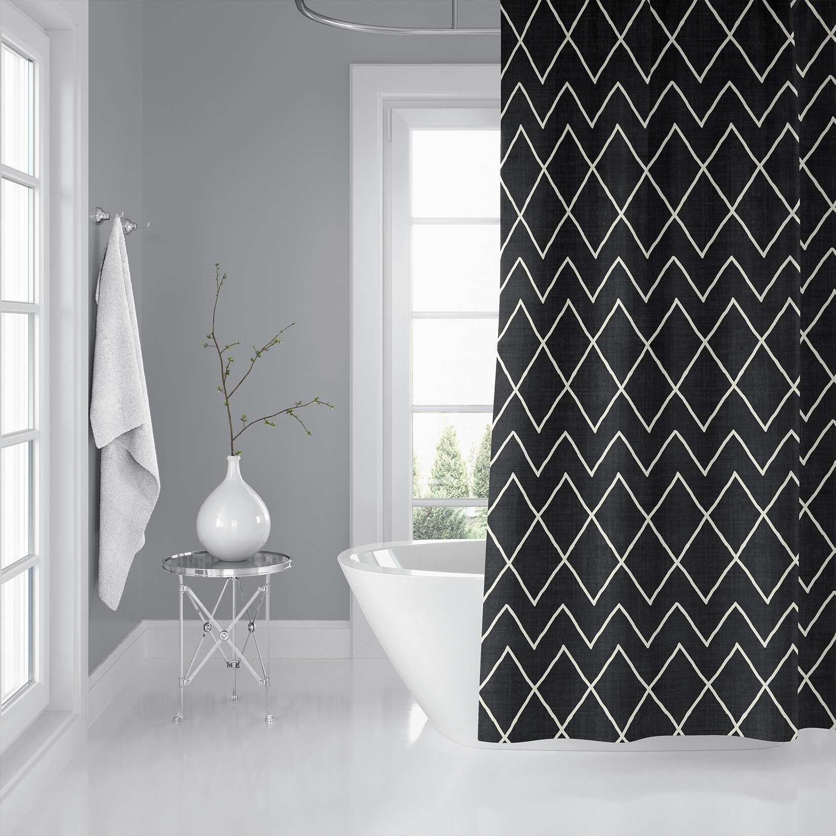 AVOCA BLACK & WHITE Shower Curtain by Erin Vanessa