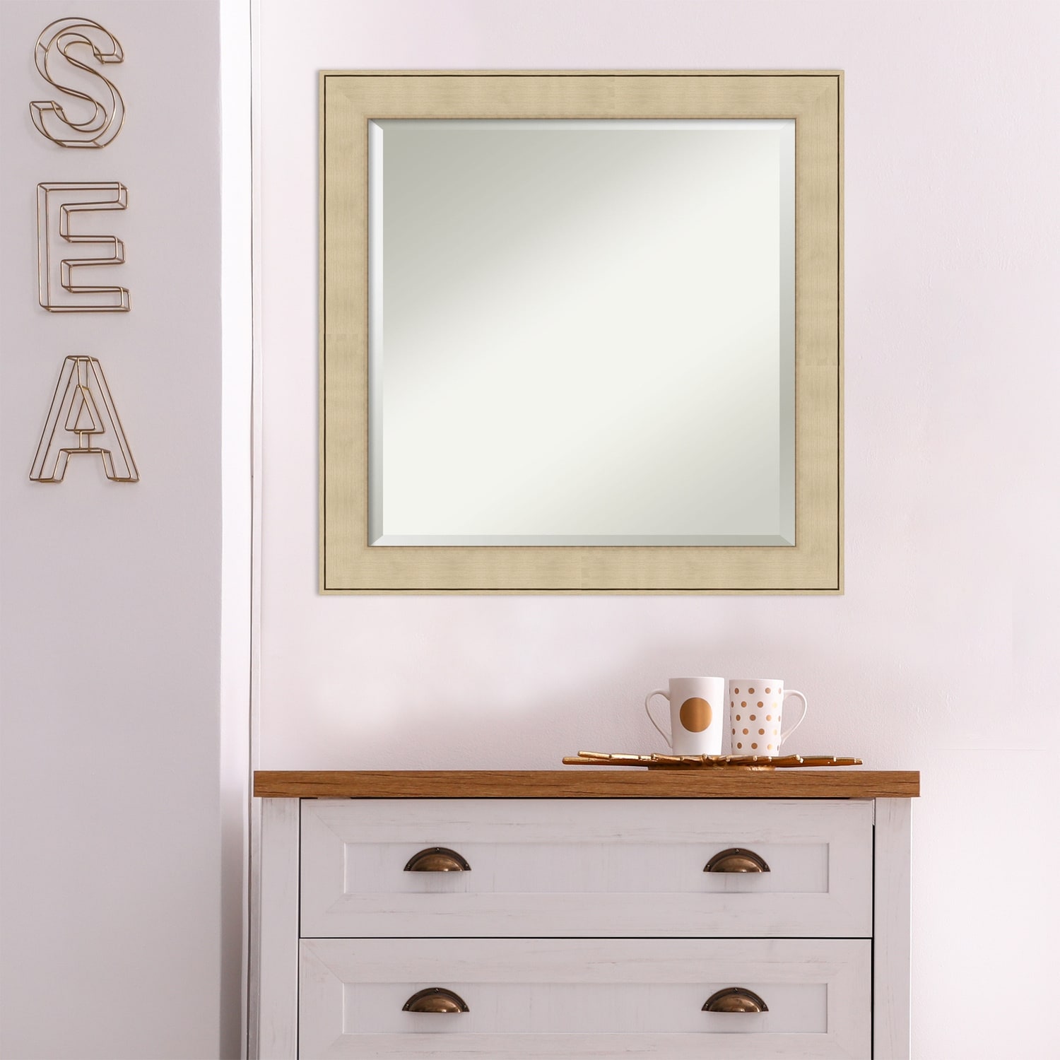 Beveled Bathroom Wall Mirror - Classic Honey Silver Frame - Classic Honey Silver