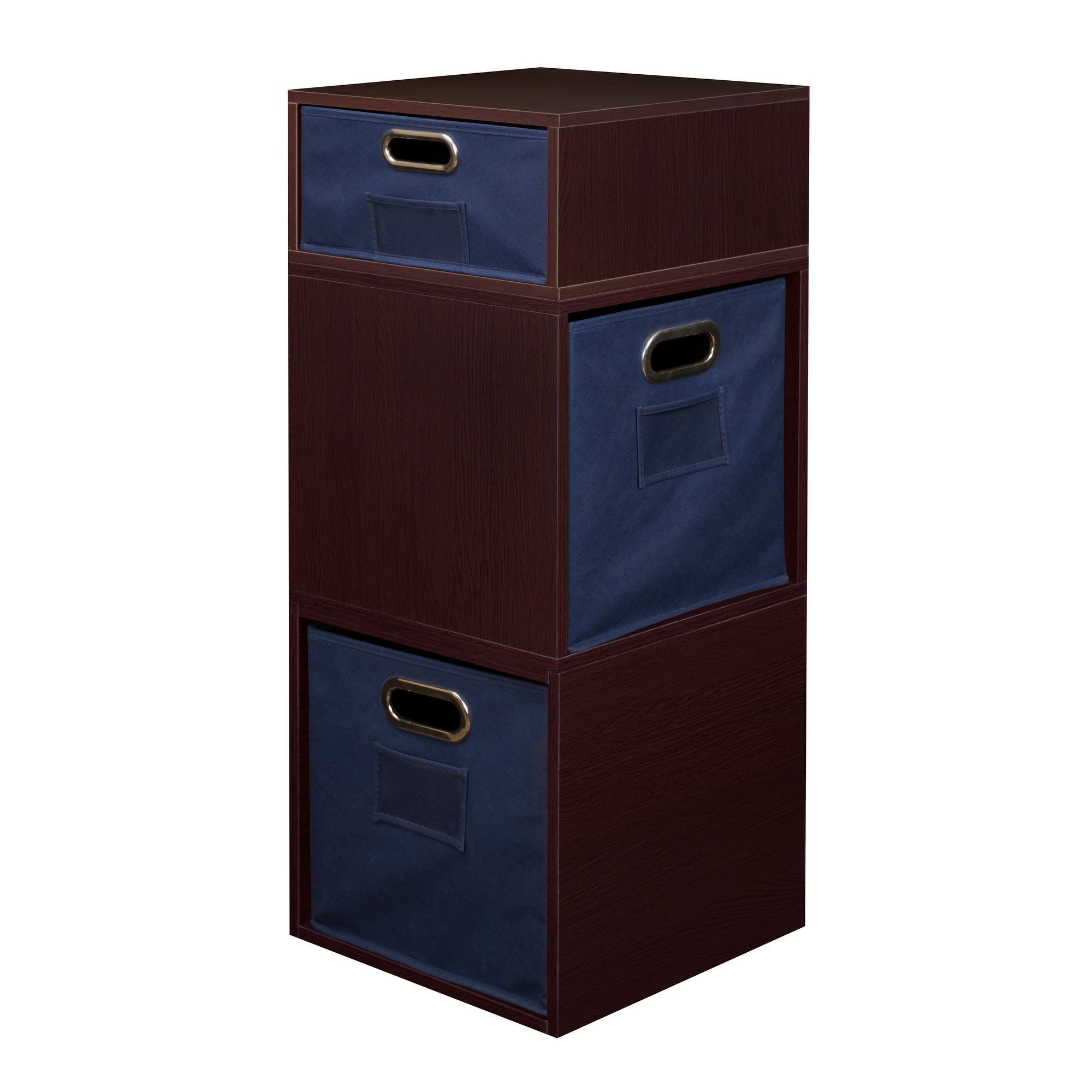 Noble Connect Storage Set- 2 Full Cubes/1 Half Cube with Foldable Storage Bins- Truffle/Blue