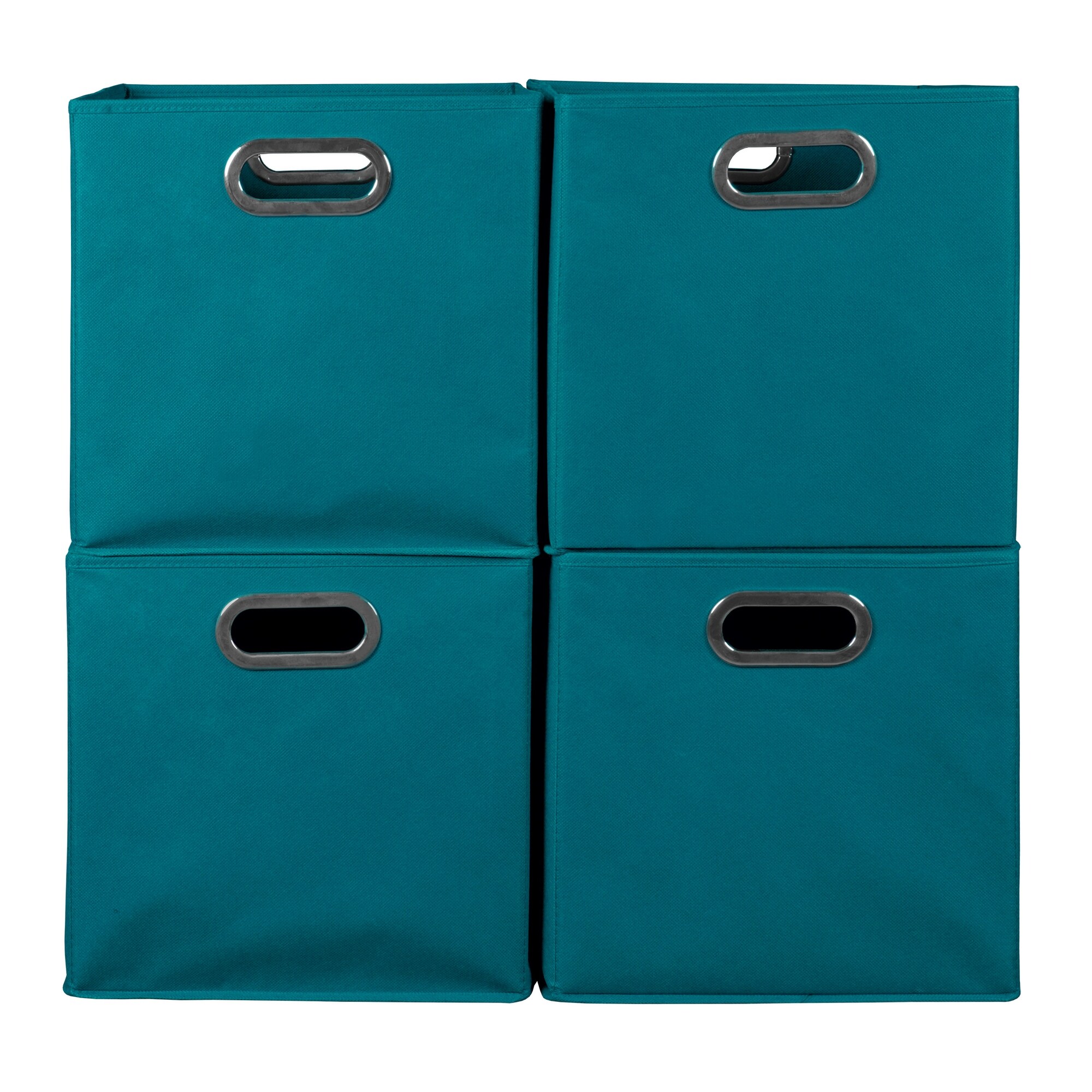Noble Connect Set of 4 Foldable Fabric Storage Bins- Teal