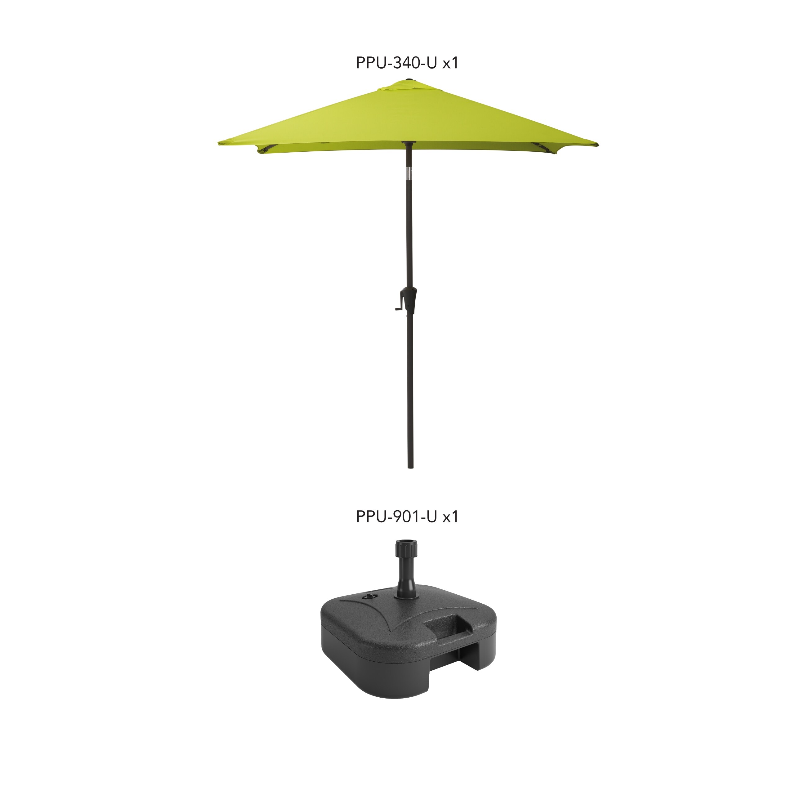 CorLiving 9" Square Tilting Lime Green Patio Umbrella with Base