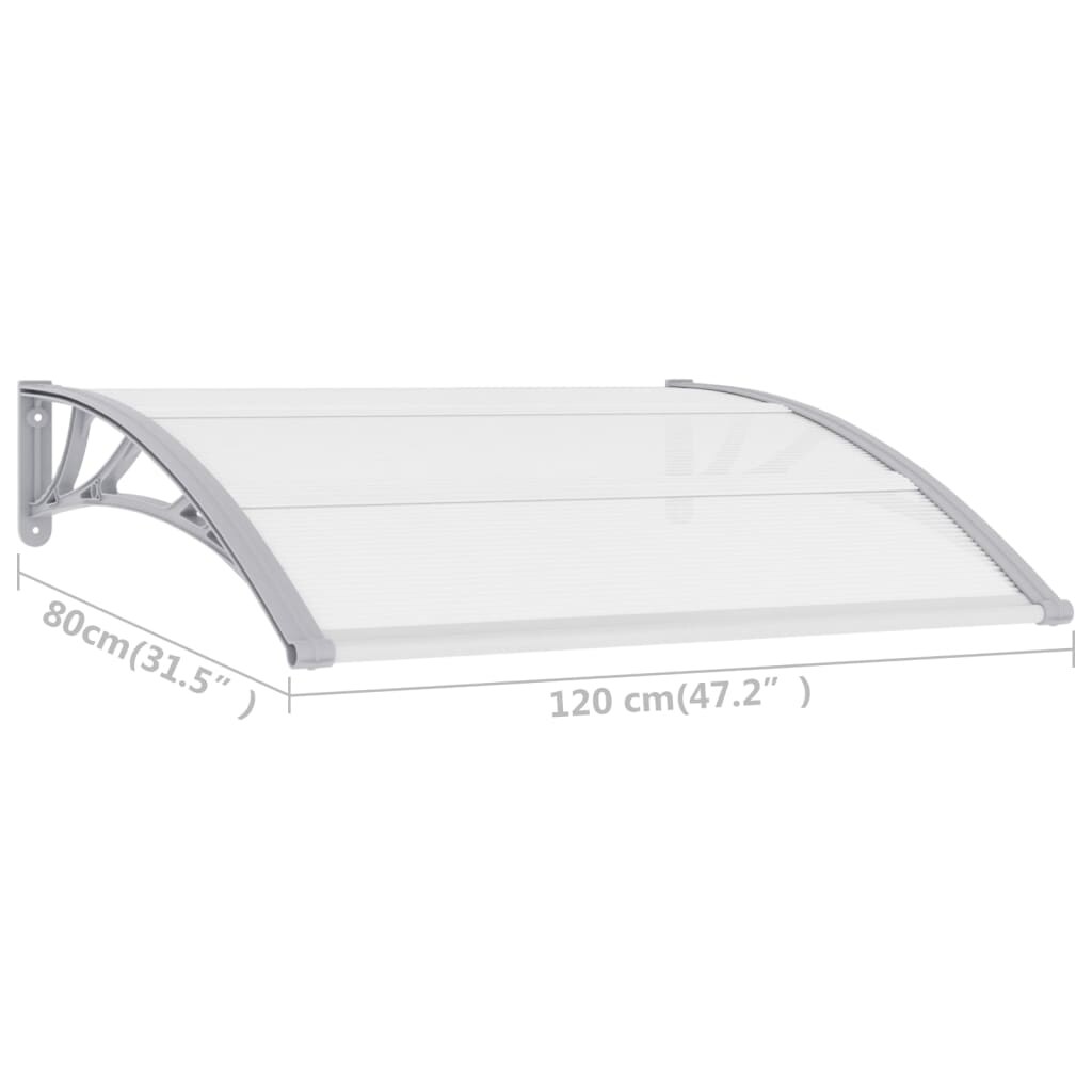 vidaXL Door Canopy Gray and Transparent47.2"x31.5" PC