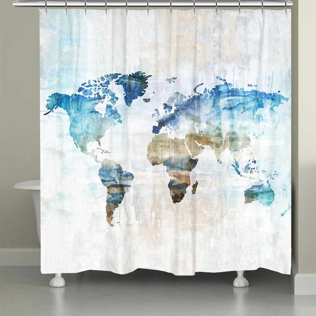World Travelers Map Shower Curtain
