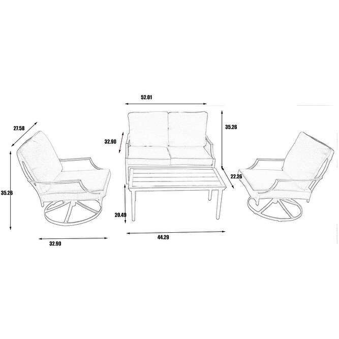 Patio Iron Swivel Chairs Set with Table for Garden Backyard