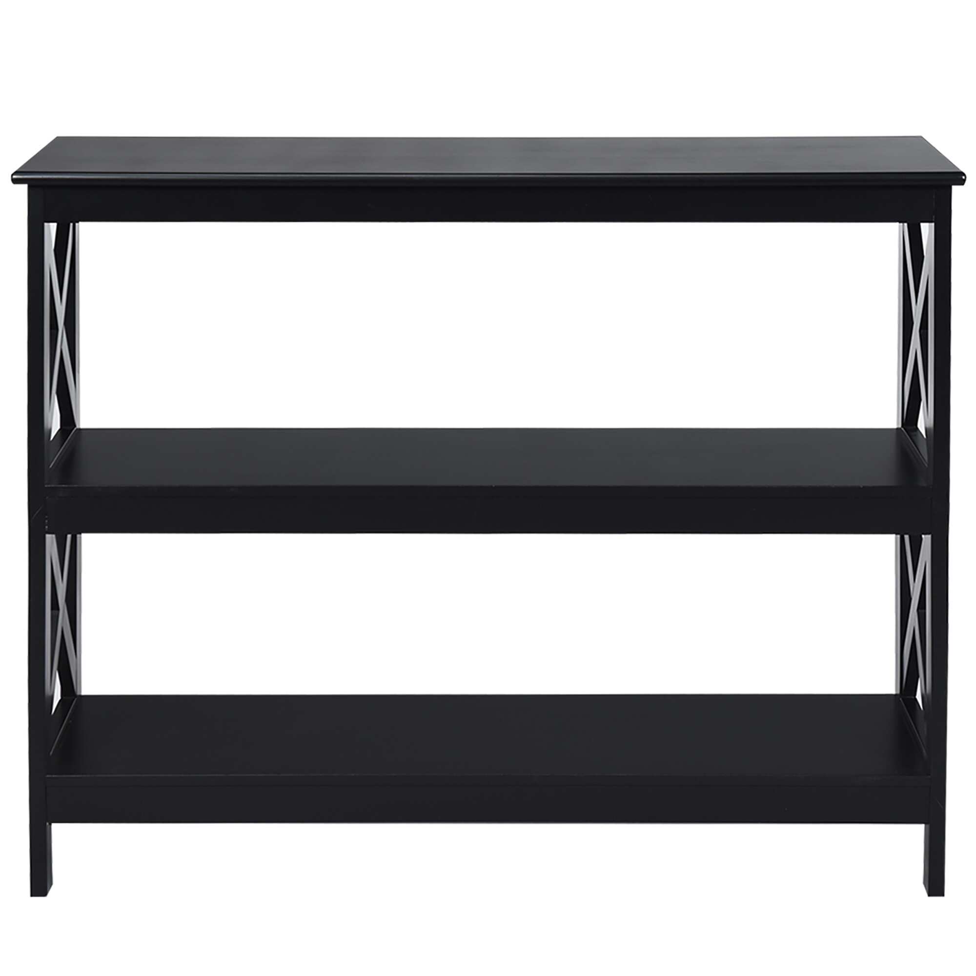 Costway 3-Tier Console Table x-Design Bookshelf Sofa Side Accent Table - 39.5'' x 12'' x 31.5''