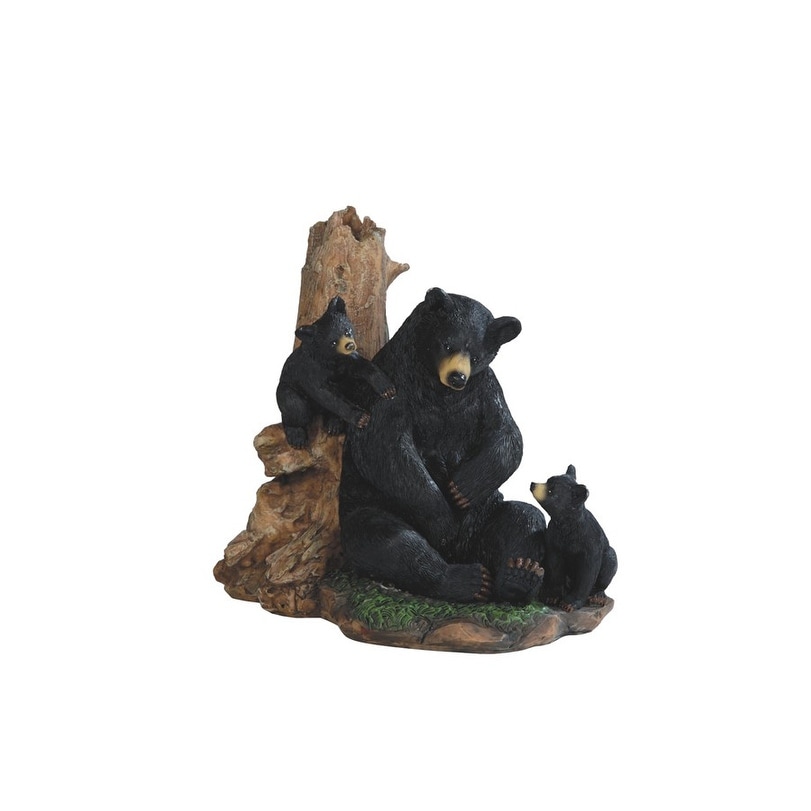 Q-Max 6.5" H Sitting Black Bear with Cubes Statue